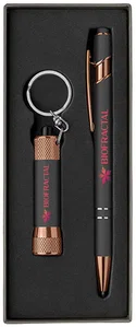 Custom Rose Gold Pen with Flashlight & Gift Box