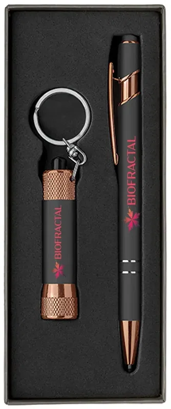 Custom Rose Gold Pen with Flashlight & Gift Box