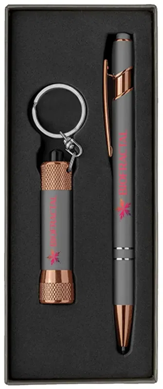 Custom Rose Gold Pen with Flashlight & Gift Box — view 3