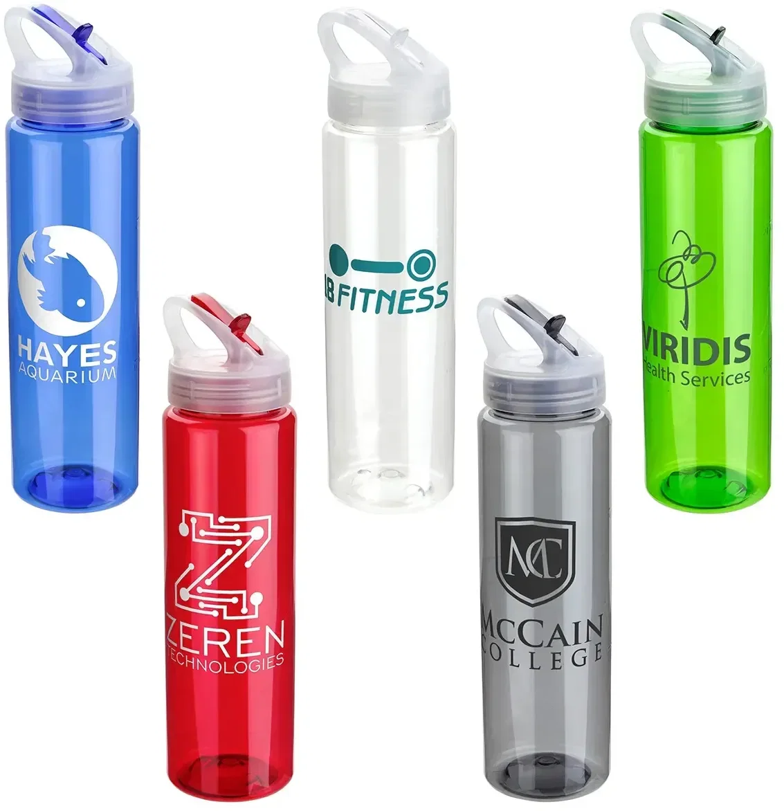 Velo 32 oz PET bottle with flip-up lid, custom branded promotional water bottle, front view