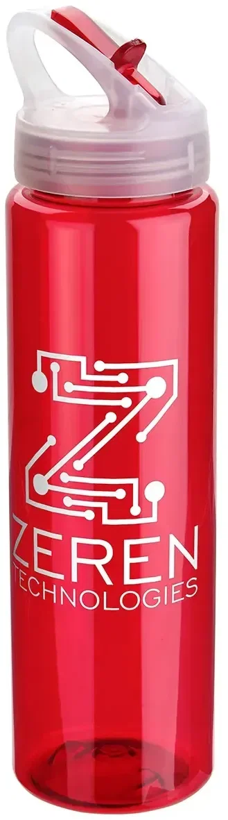 Custom logo Velo 32 oz water bottle, flip-up lid detail close-up