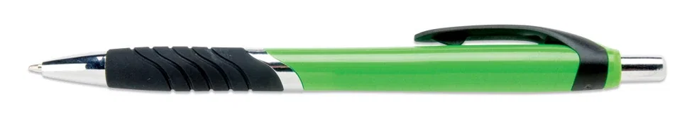 Velocity Neon Silver-Trim Pen. Neon plastic pen with silver trim for trade shows and fundraisers, view 3
