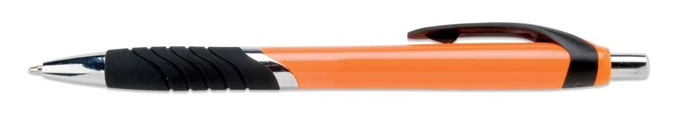 Velocity Neon Silver-Trim Pen. Neon plastic pen with silver trim for trade shows and fundraisers, view 4