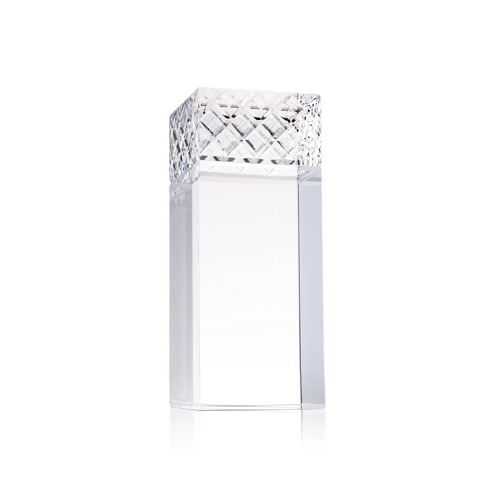 Custom Optical Crystal Rectangular Column Award With Diamond-Cut Top, awards for dealer and partner awards