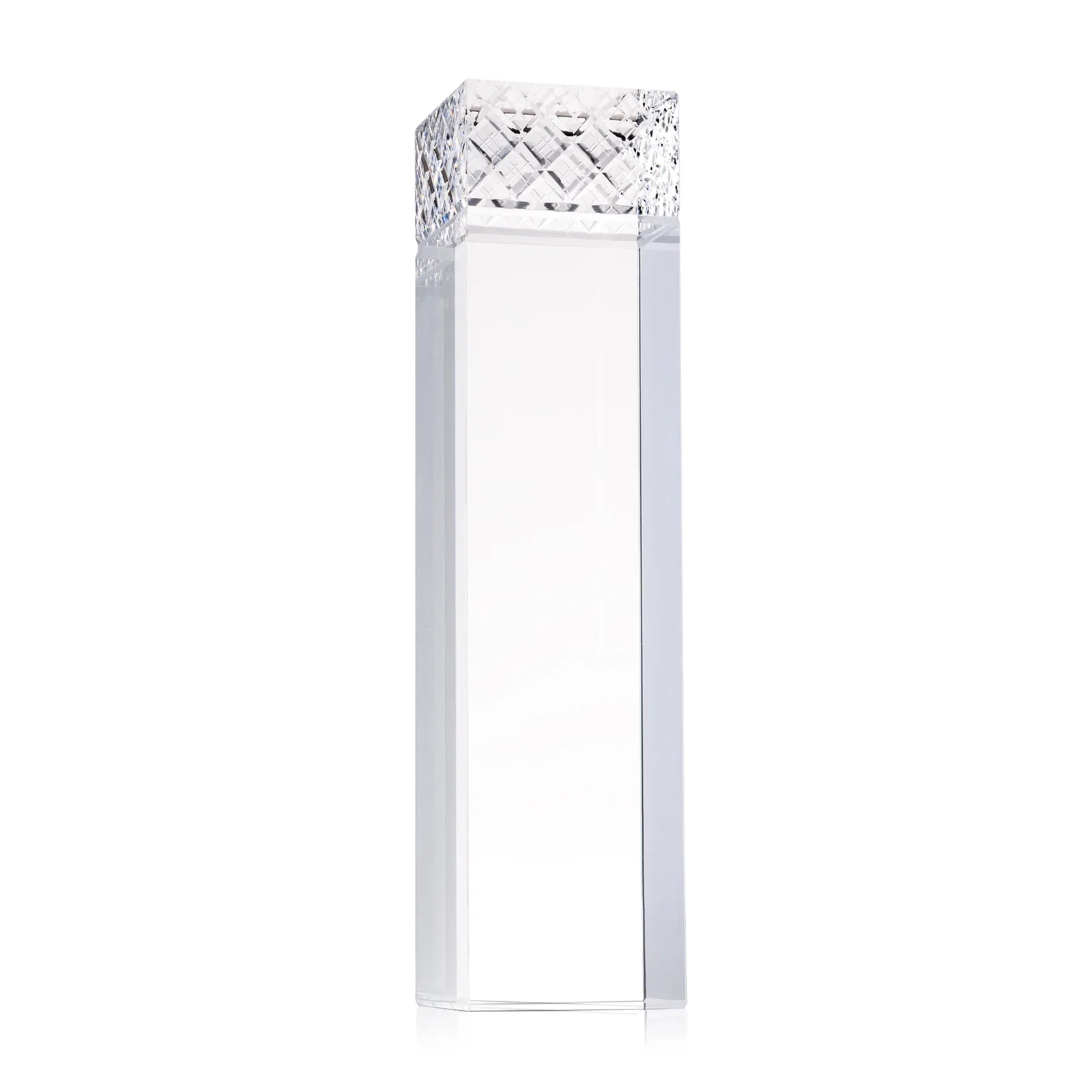 Personalized Optical Crystal Rectangular Column Award With Diamond-Cut Top, awards for employee recognition