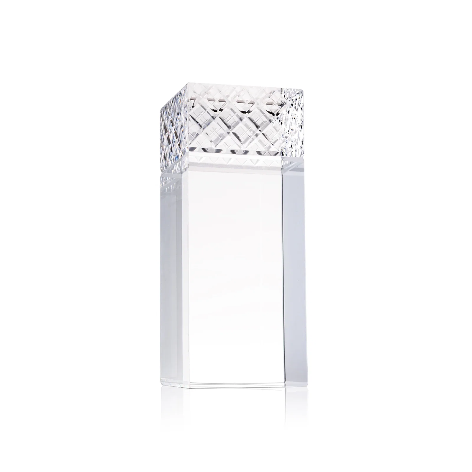 Personalized Optical Crystal Rectangular Column Award With Diamond-Cut Top, awards for corporate award ceremonies