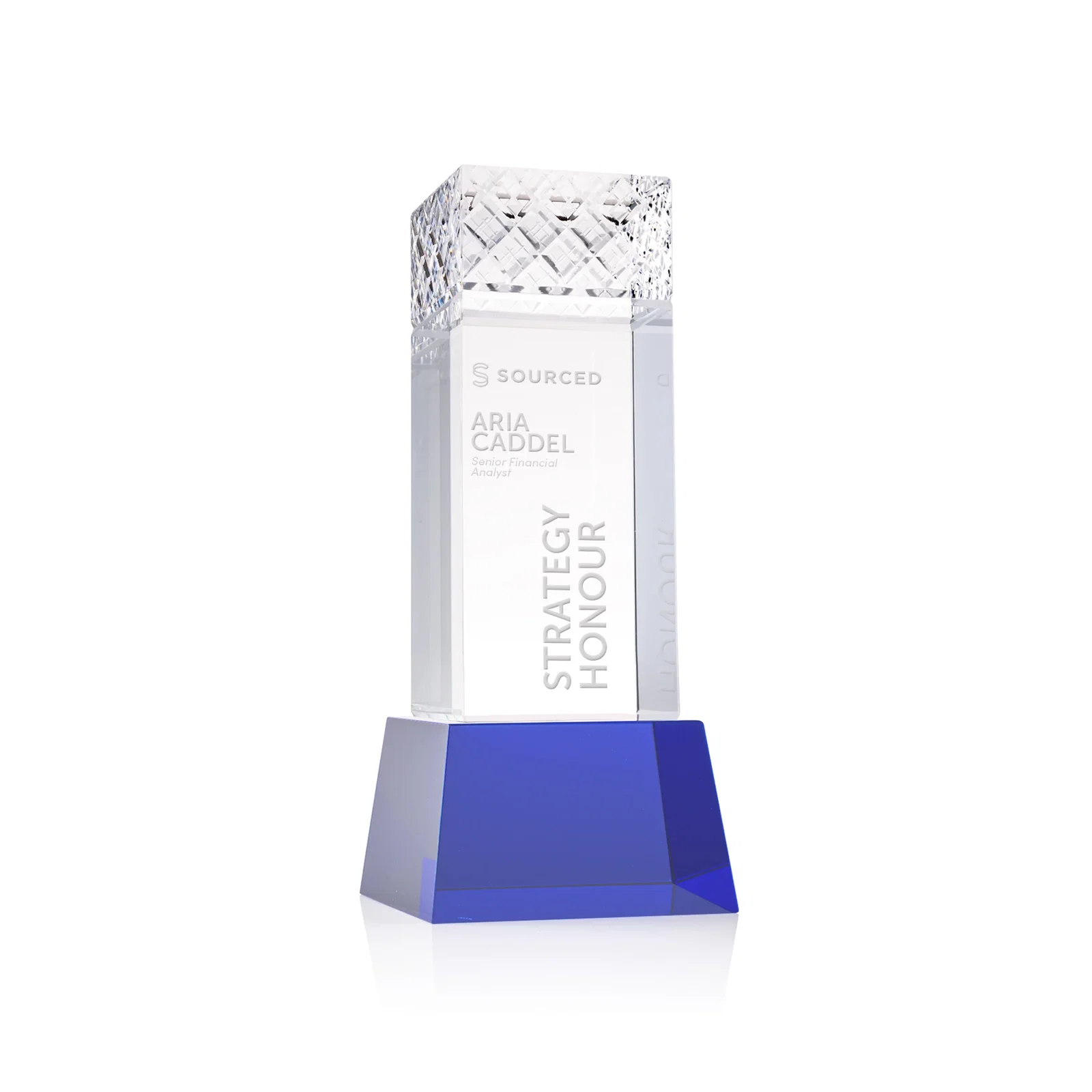 Personalized Optical Crystal Column Award With a Diamond-Cut Top, awards for service anniversary gifts