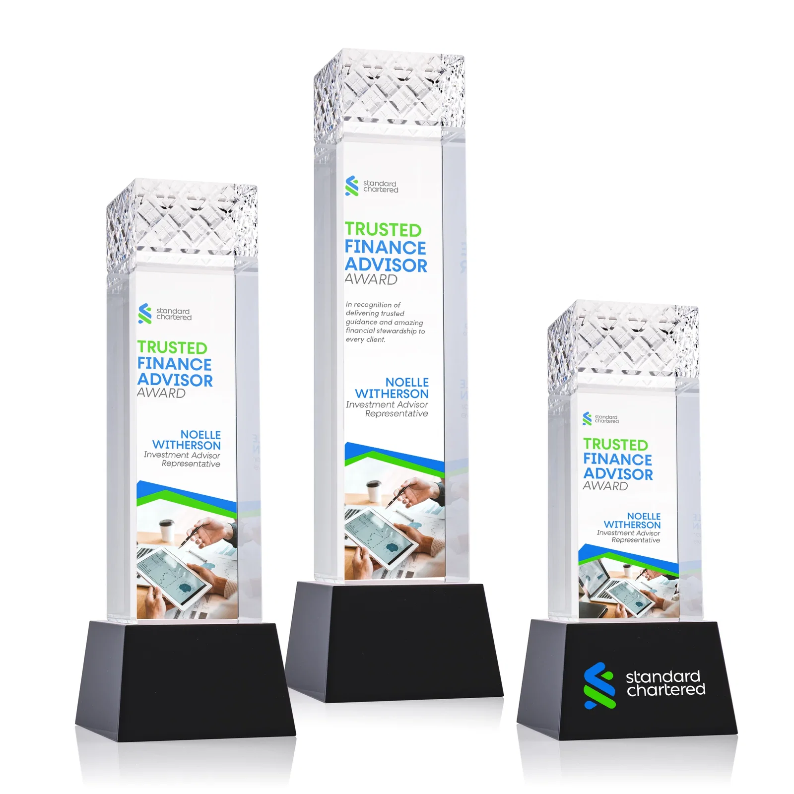 Promotional Optical Crystal Column Award With a Diamond-Cut Top, awards for corporate award ceremonies