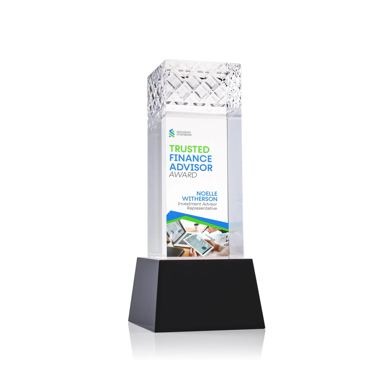 Promotional Optical Crystal Column Award With a Diamond-Cut Top, awards for service anniversary gifts