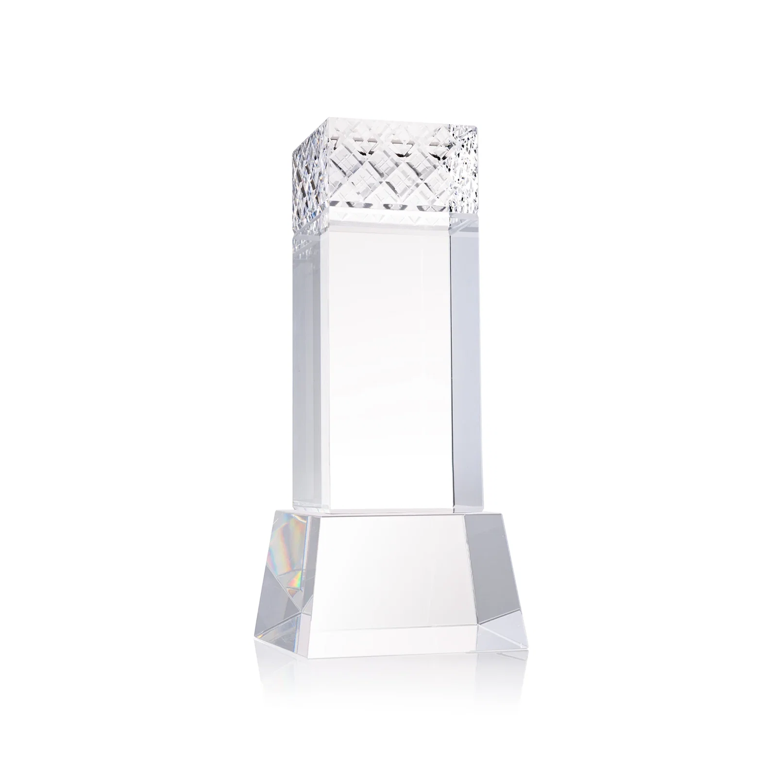 Promotional Optical Crystal Column Award With a Diamond-Cut Top, awards for volunteer appreciation