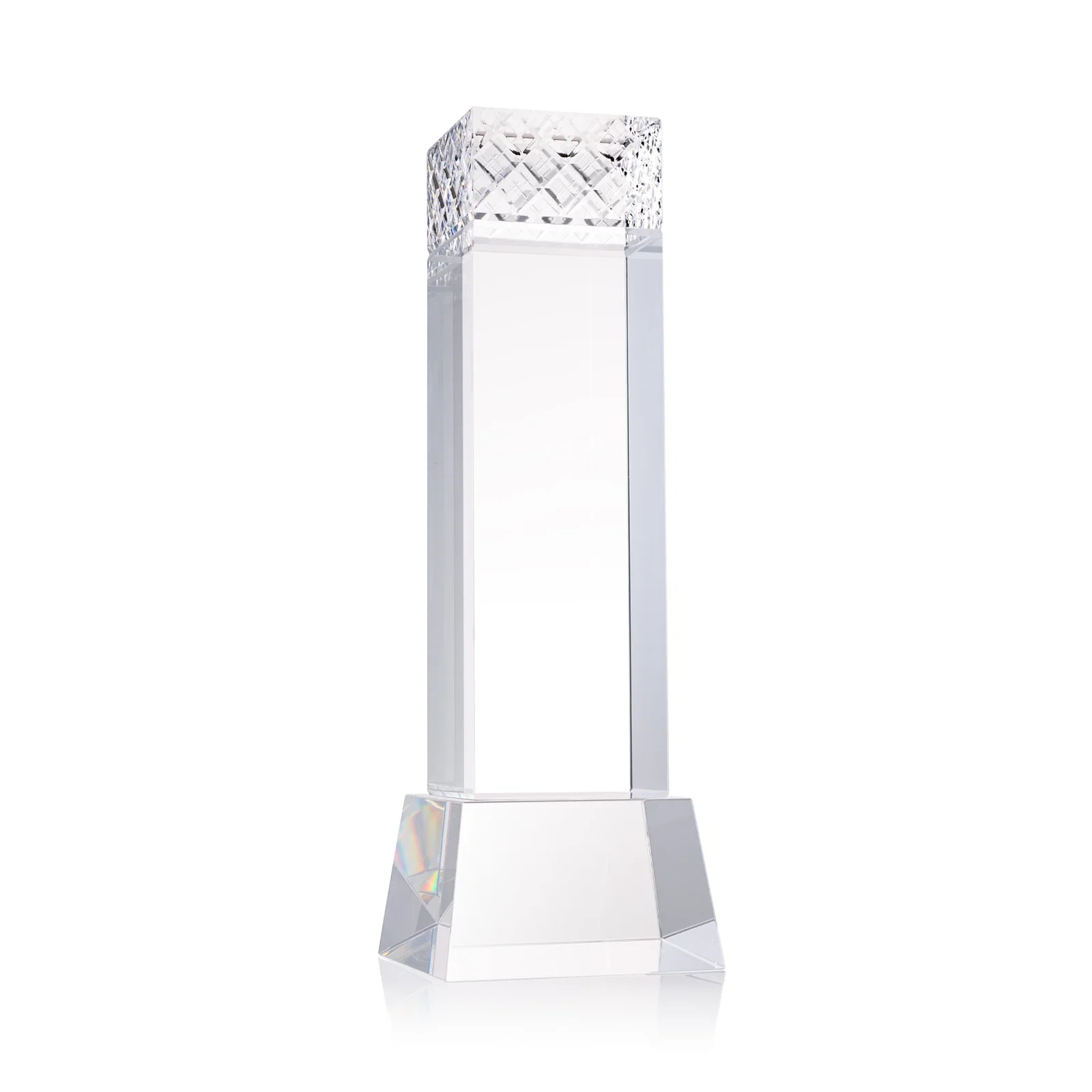 Promotional Optical Crystal Column Award With a Diamond-Cut Top, awards for dealer and partner awards