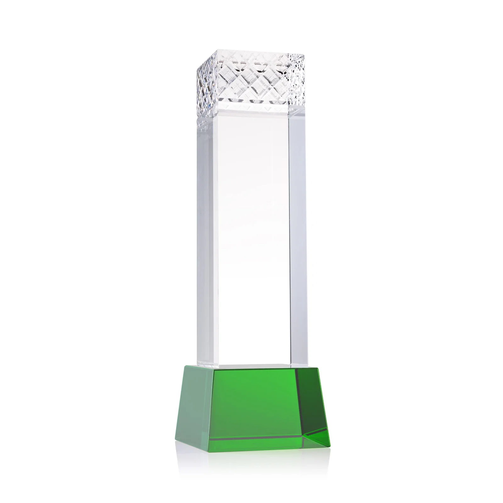 Branded Optical Crystal Column Award With a Diamond-Cut Top, awards for corporate award ceremonies