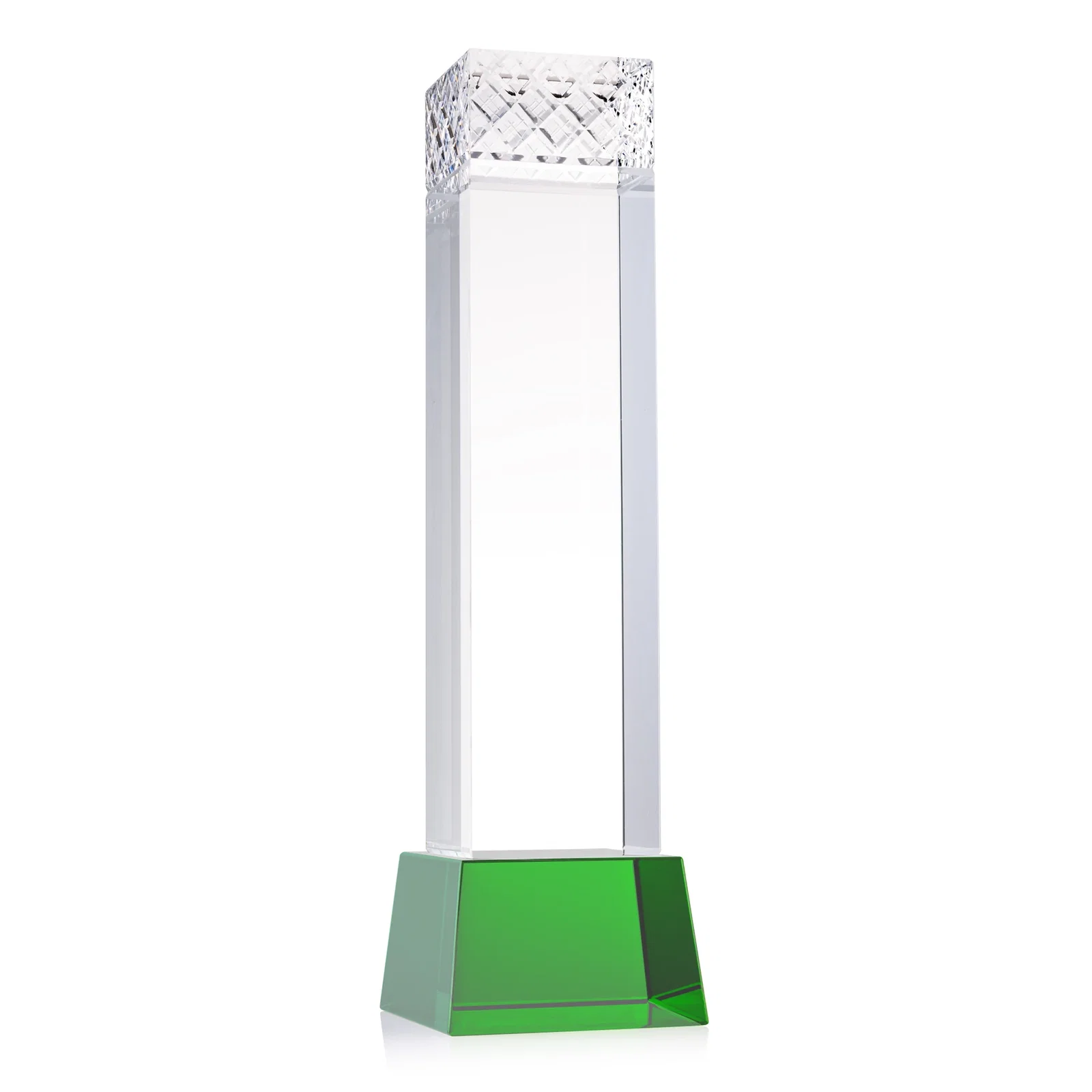 Branded Optical Crystal Column Award With a Diamond-Cut Top, awards for service anniversary gifts