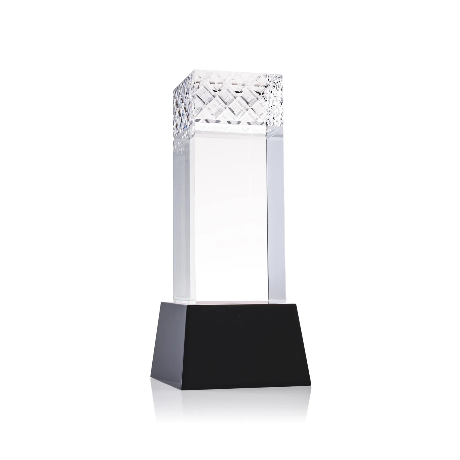 Branded Optical Crystal Column Award With a Diamond-Cut Top, awards for sales achievement awards