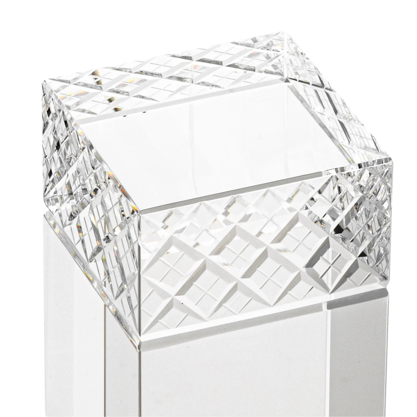 Custom Optical Crystal Column Award With a Diamond-Cut Top, awards for retirement presentations