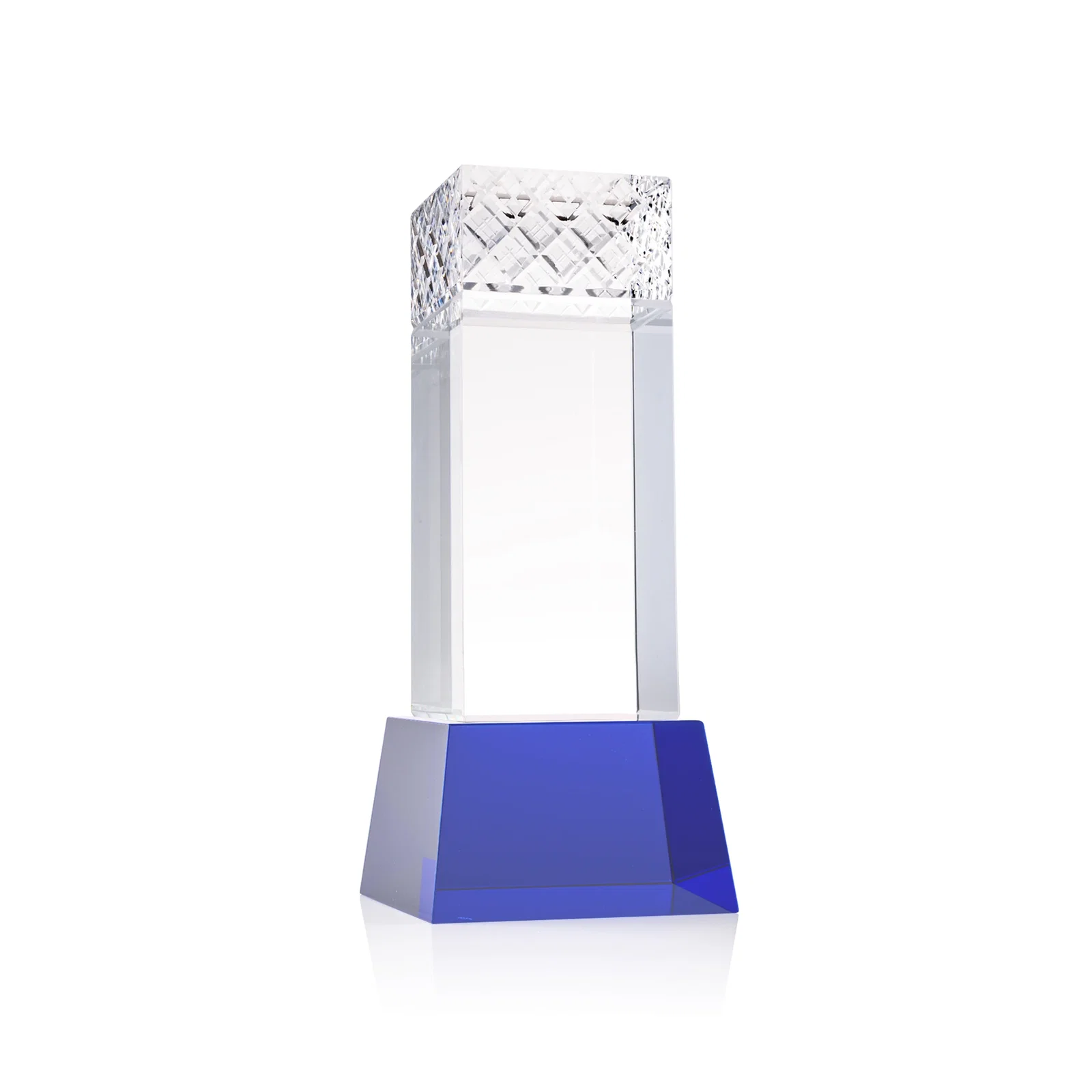 Branded Optical Crystal Column Award With a Diamond-Cut Top, awards for donor appreciation