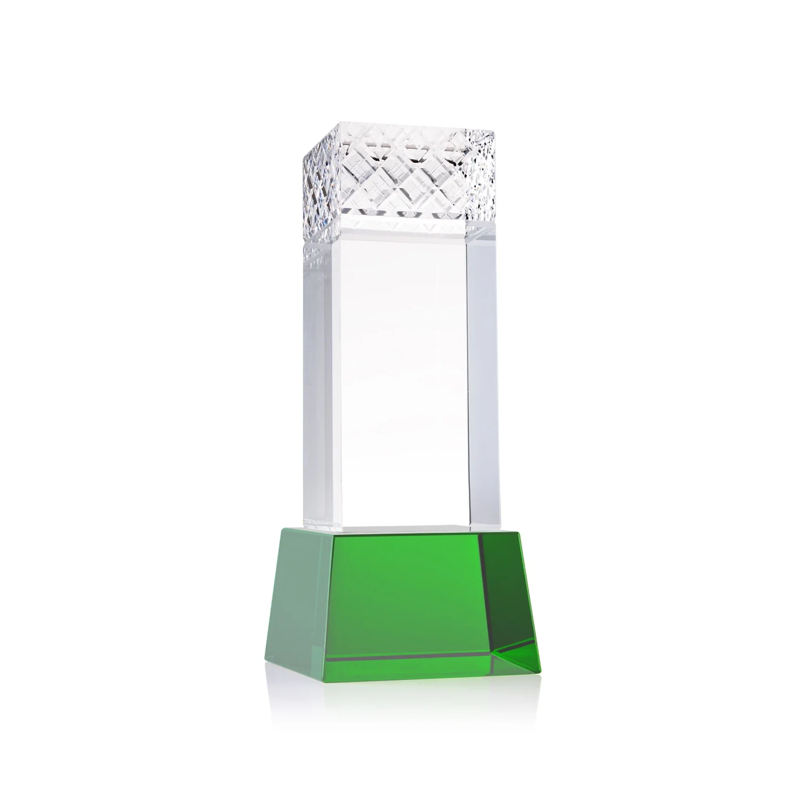Custom printed Optical Crystal Column Award With a Diamond-Cut Top, awards for employee recognition
