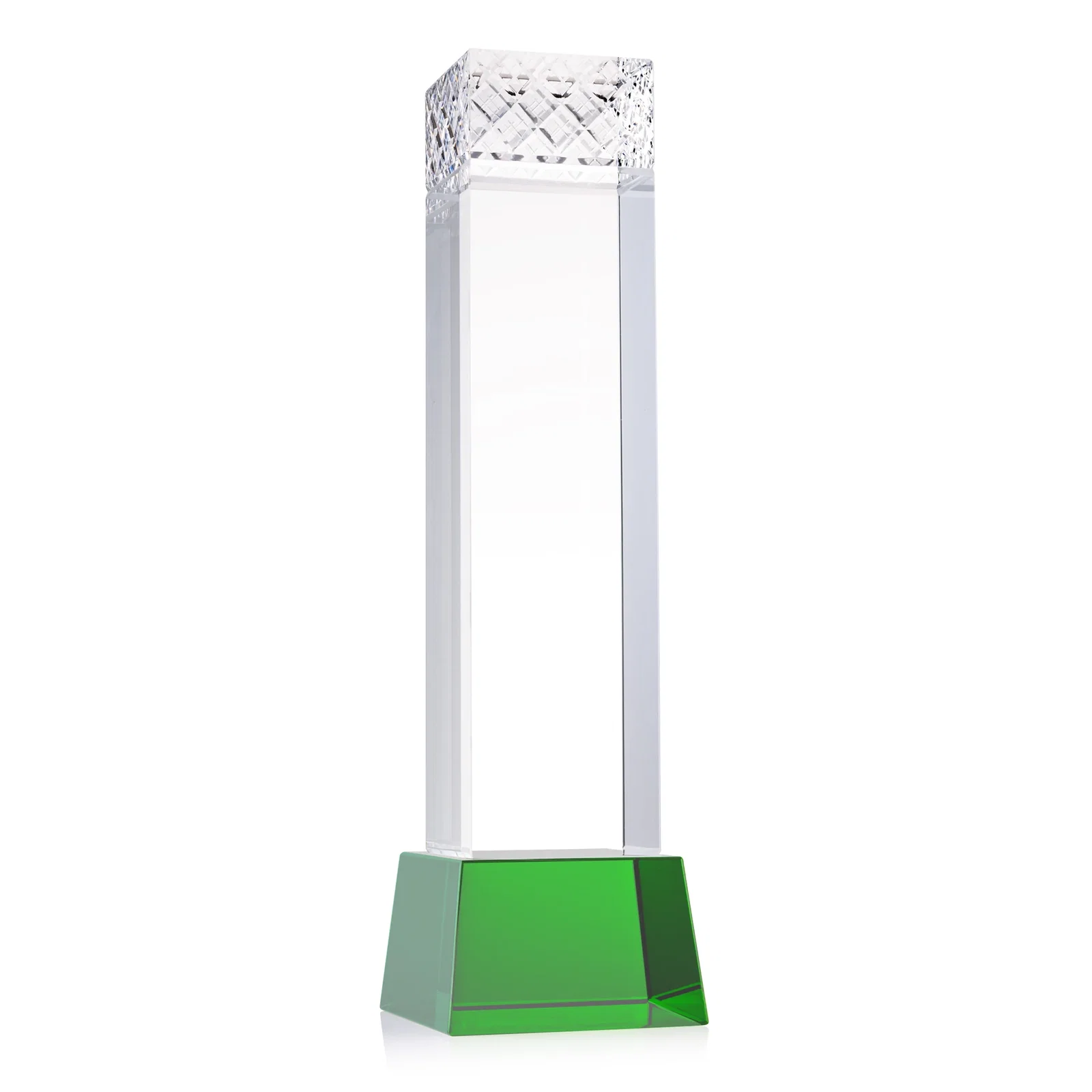 Custom printed Optical Crystal Column Award With a Diamond-Cut Top, awards for corporate award ceremonies