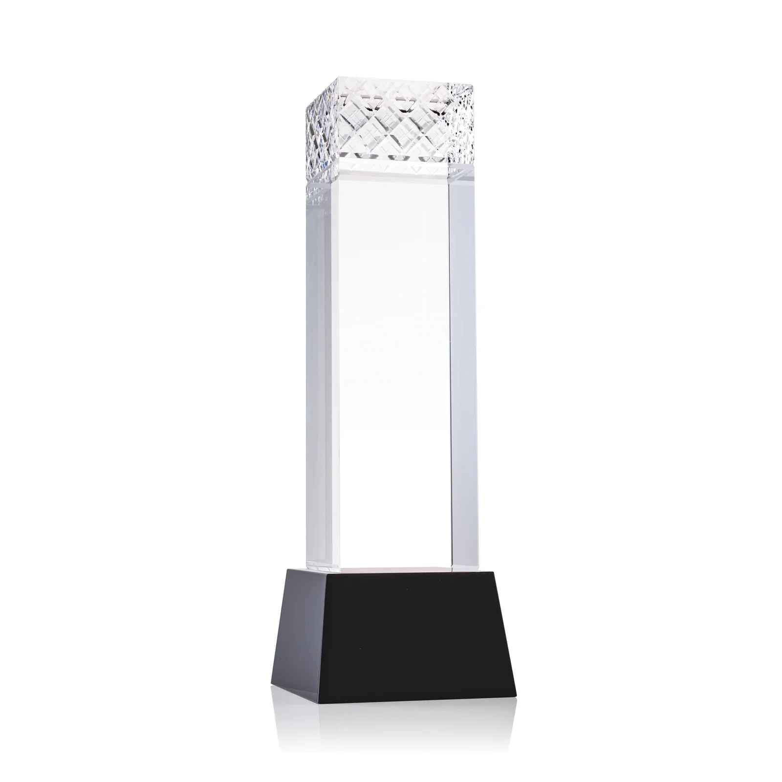 Custom printed Optical Crystal Column Award With a Diamond-Cut Top, awards for sales achievement awards