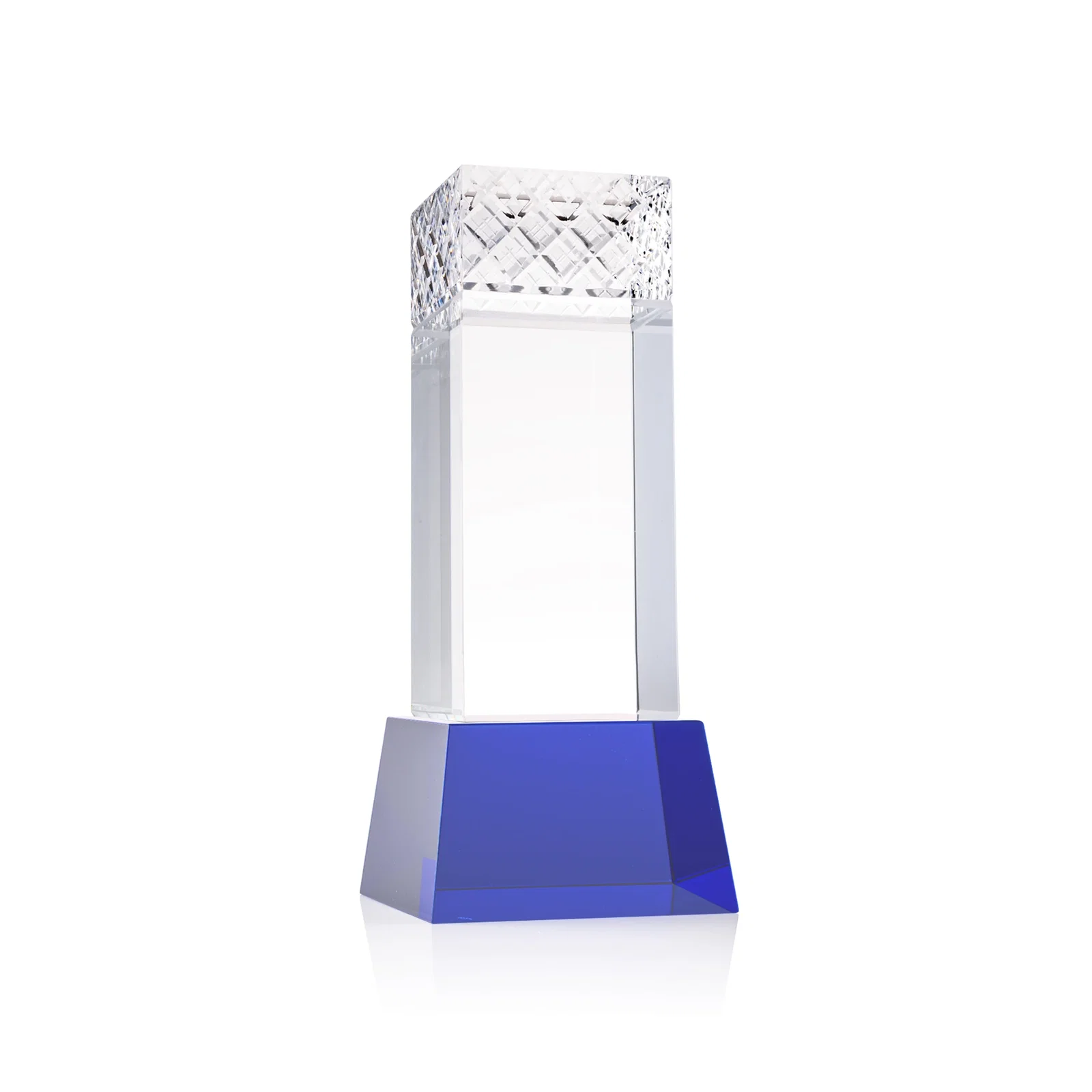 Custom printed Optical Crystal Column Award With a Diamond-Cut Top, awards for team milestone celebrations