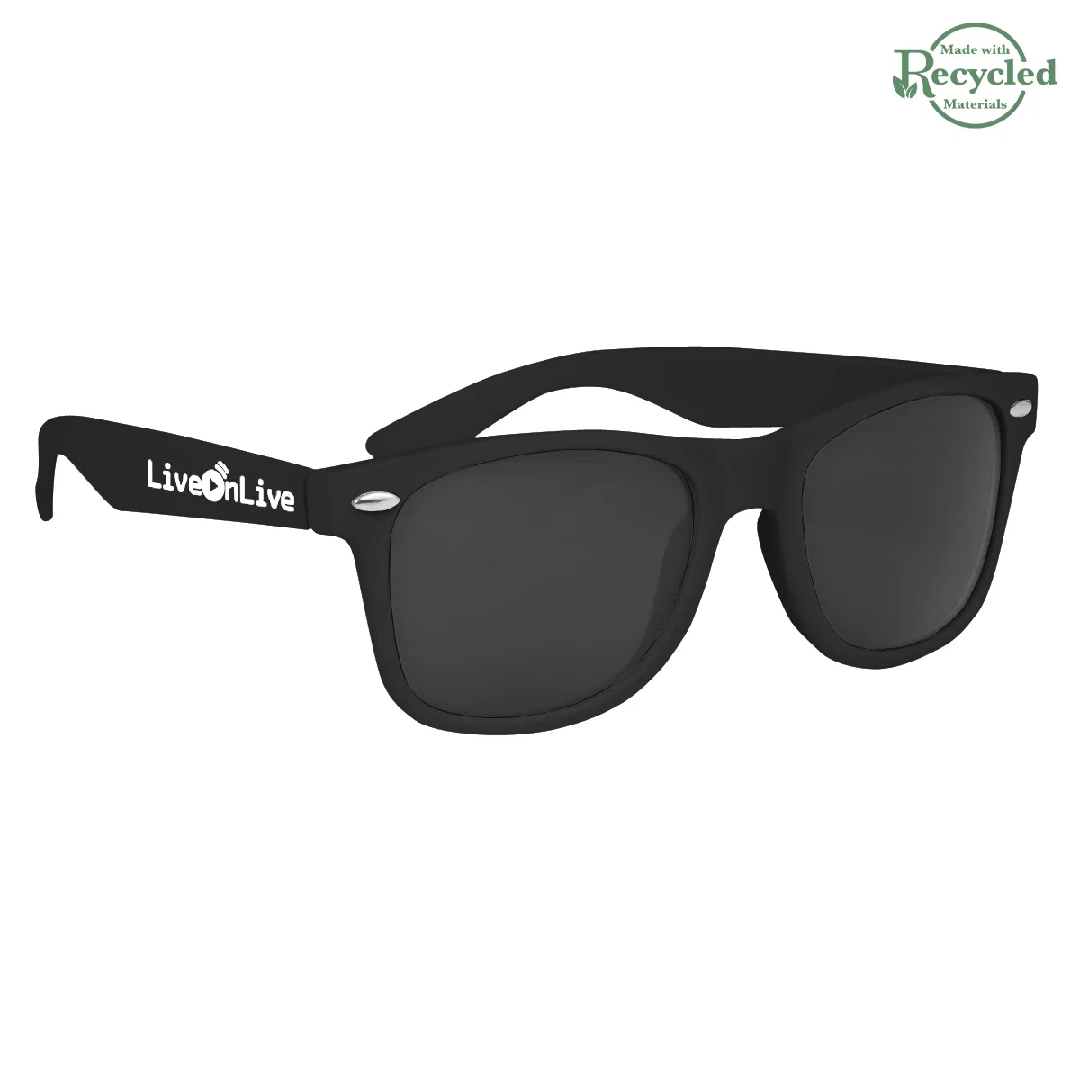 Soft touch sunglasses with a molded frame and tinted lenses