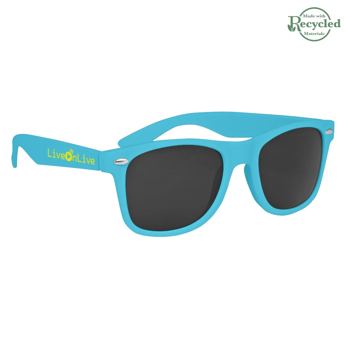Front view of the shades showing a wide lens shape