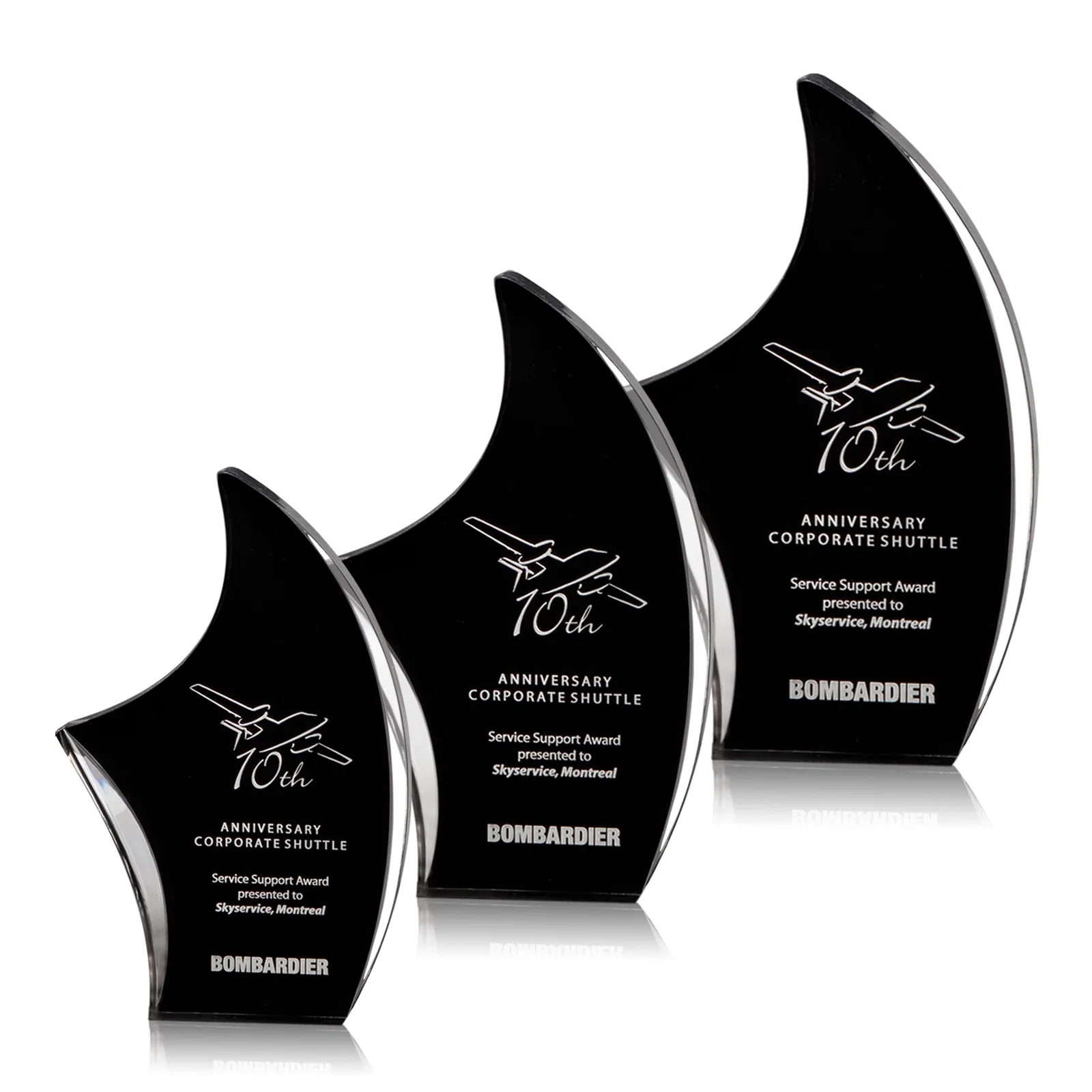 Custom Thick Freestanding Acrylic Sail Award for employee recognition