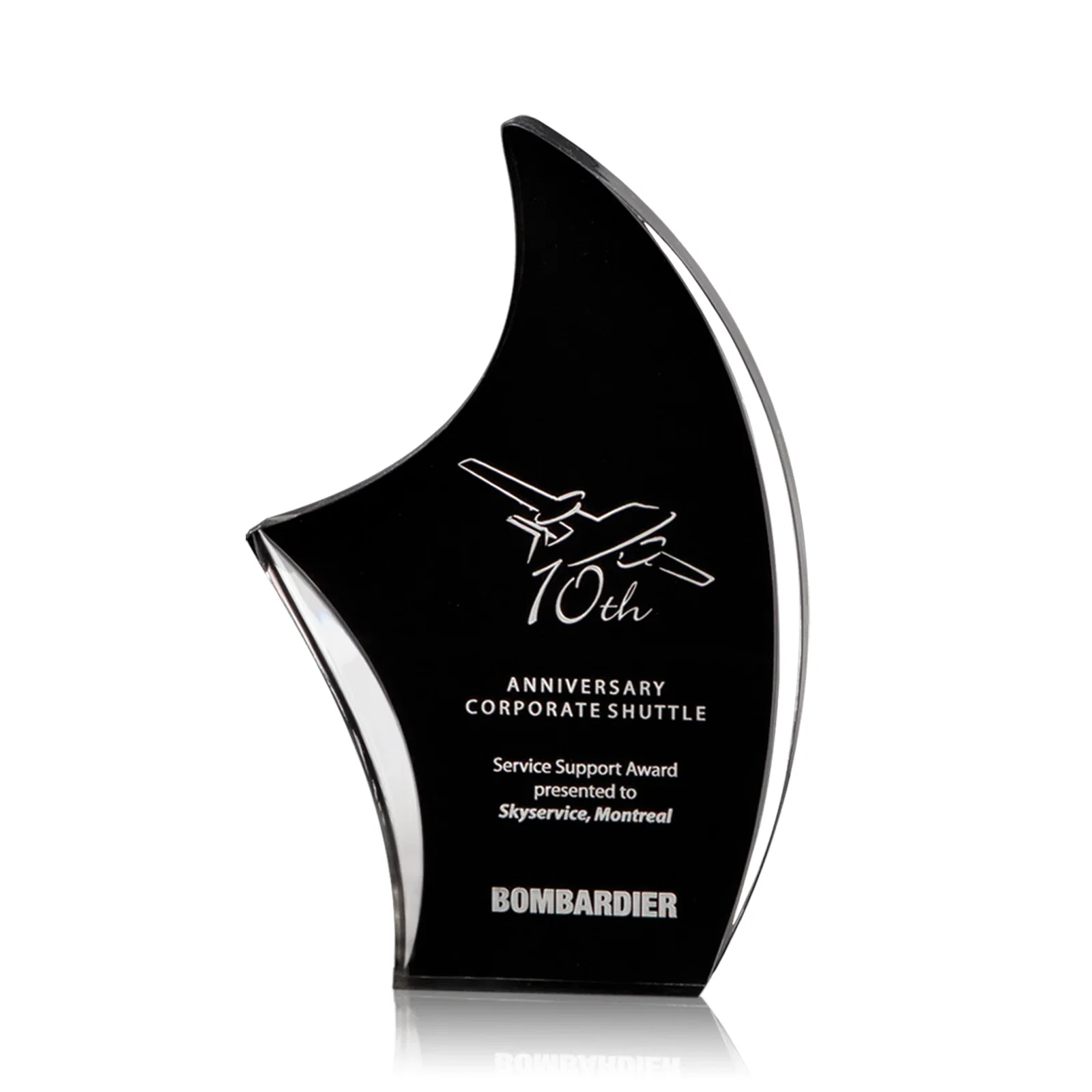 Custom Thick Freestanding Acrylic Sail Award for service anniversary gifts