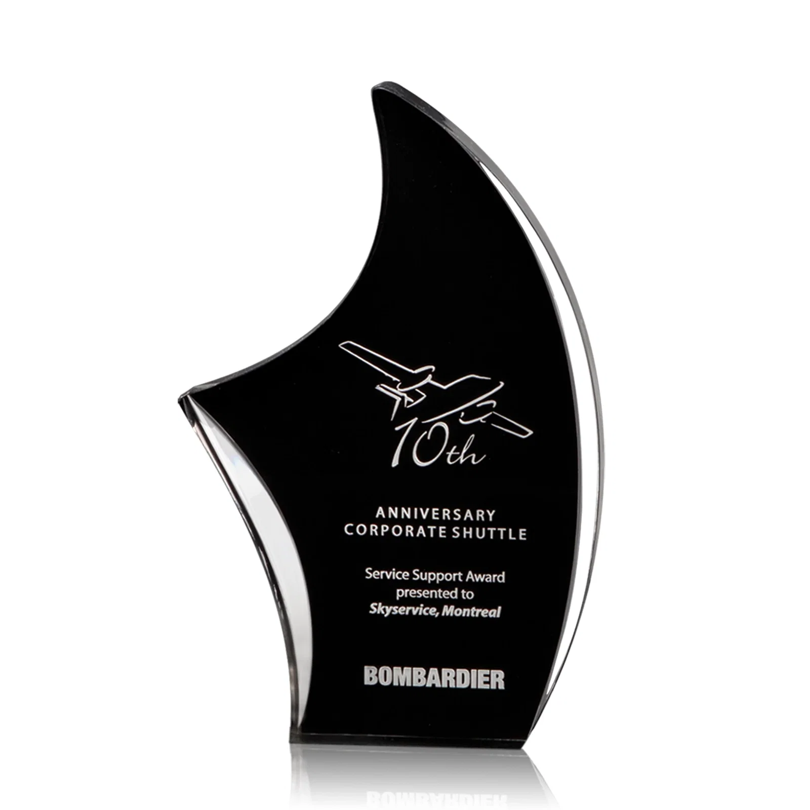 Custom Thick Freestanding Acrylic Sail Award for sales achievement awards
