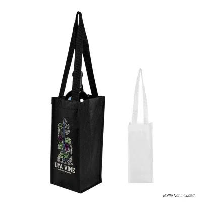 Tall non-woven wine tote sized to carry a single bottle
