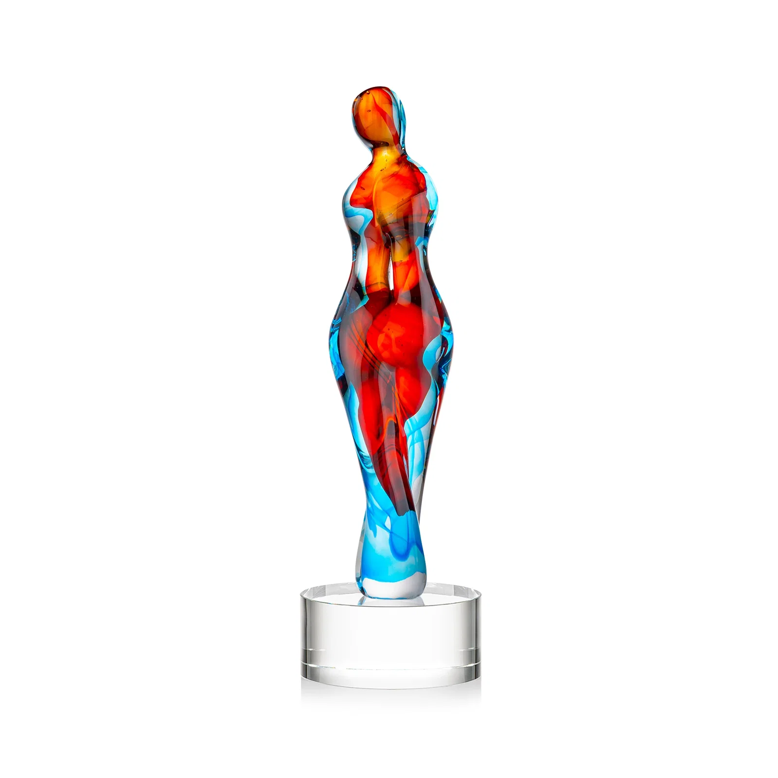 Personalized Female Silhouette Art Glass Award With Suspended Color Swirls for service anniversary gifts