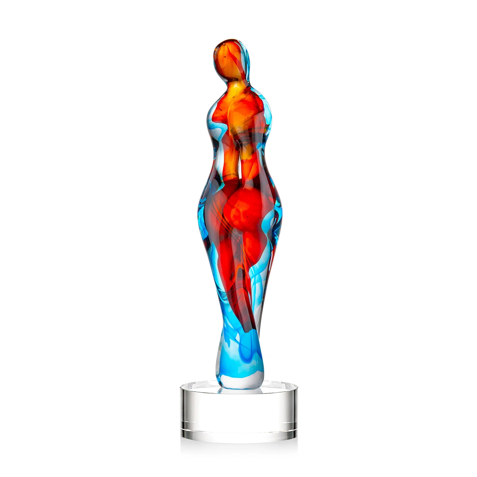 Personalized Female Silhouette Art Glass Award With Suspended Color Swirls for sales achievement awards
