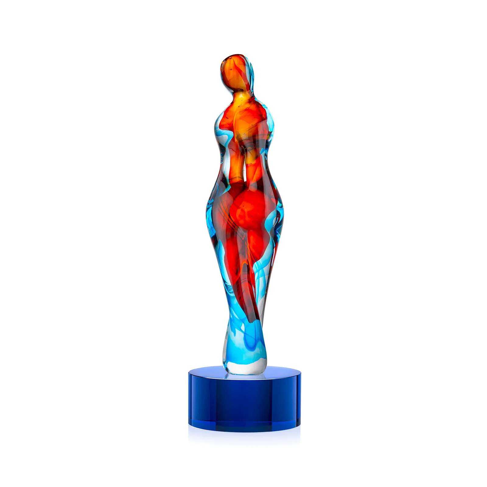 Personalized Female Silhouette Art Glass Award With Suspended Color Swirls for safety achievement programs