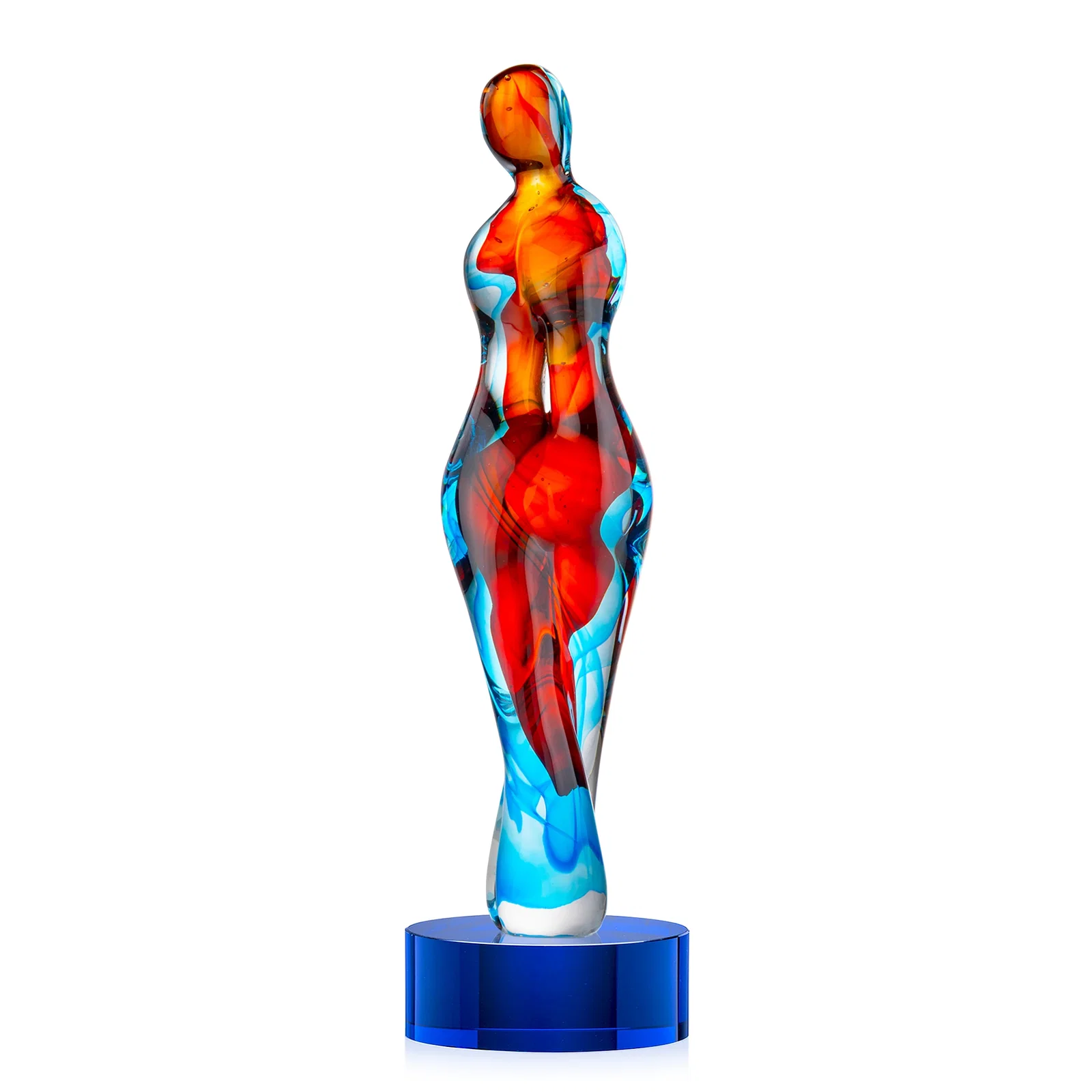 Personalized Female Silhouette Art Glass Award With Suspended Color Swirls for dealer and partner awards