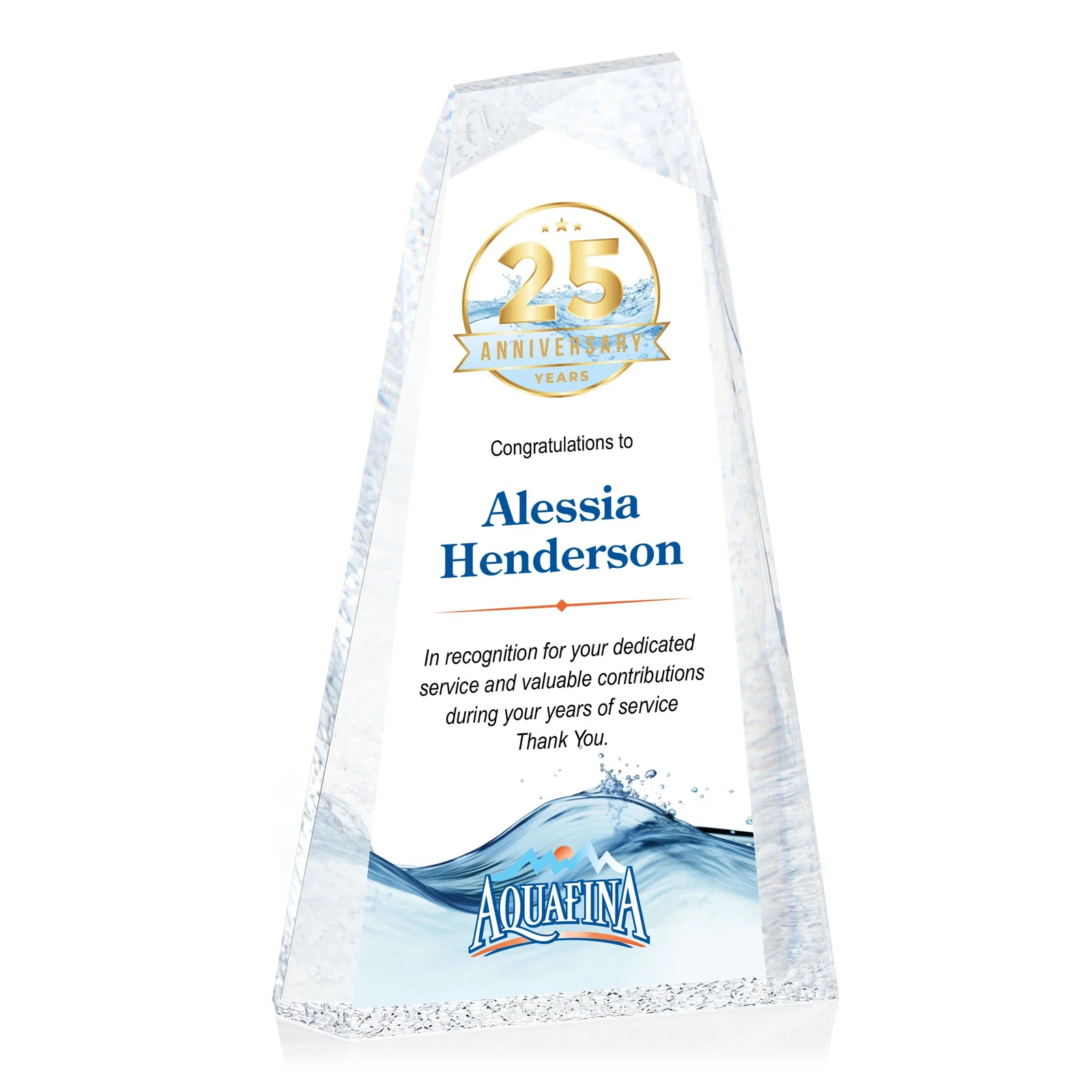 Custom Acrylic Peak Award With Rippled Molded Base for company anniversary events
