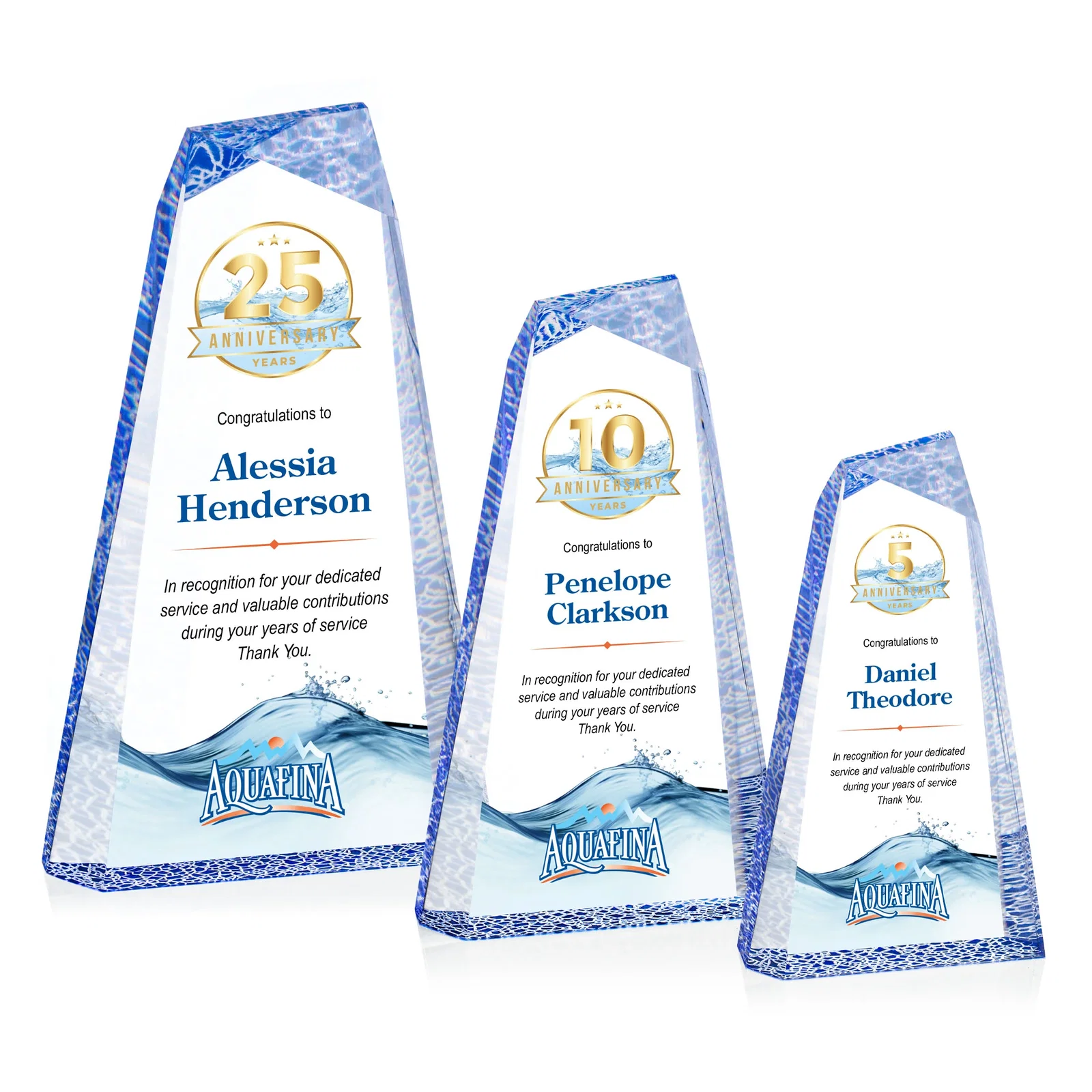 Personalized Acrylic Peak Award With Rippled Molded Base for employee recognition