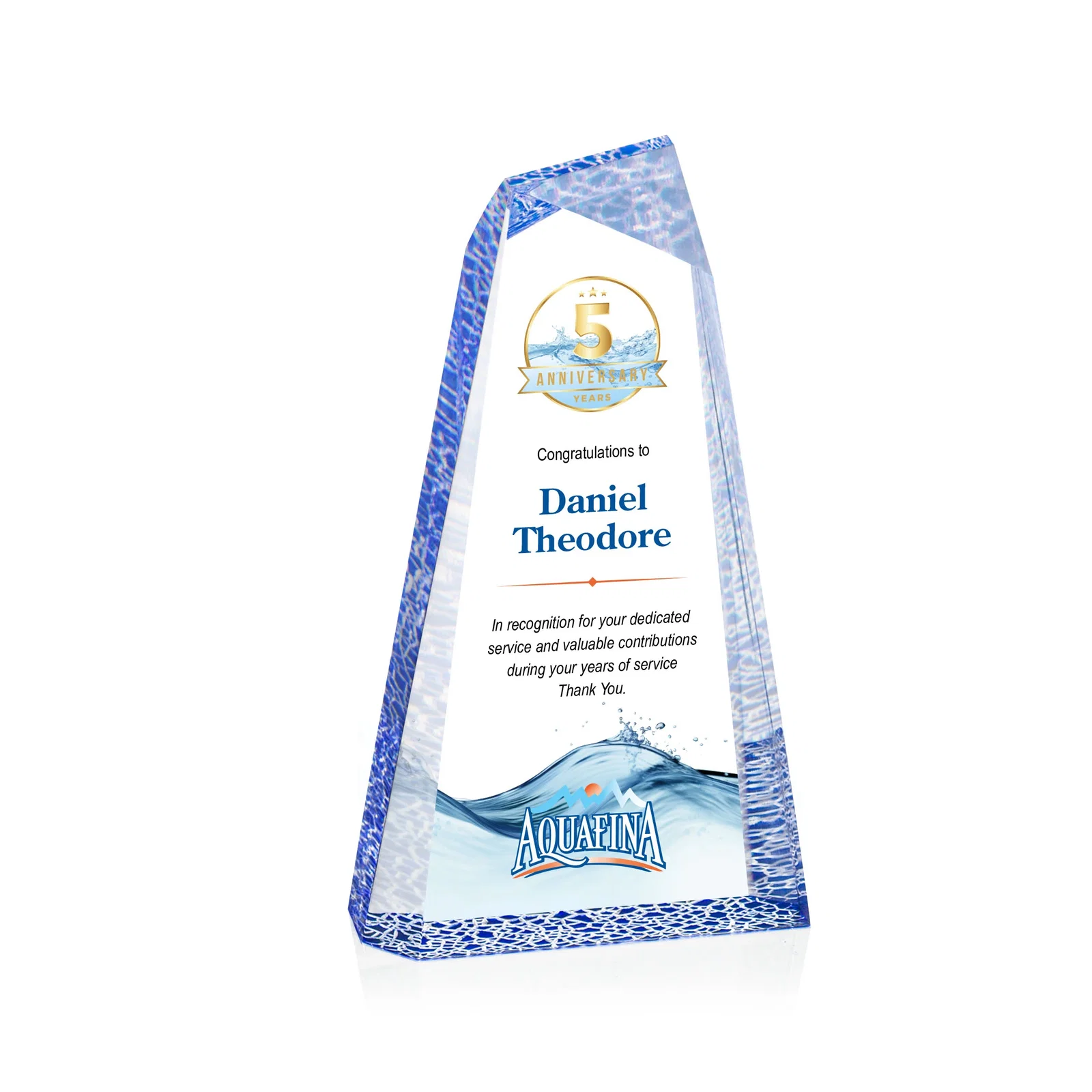 Personalized Acrylic Peak Award With Rippled Molded Base for corporate award ceremonies