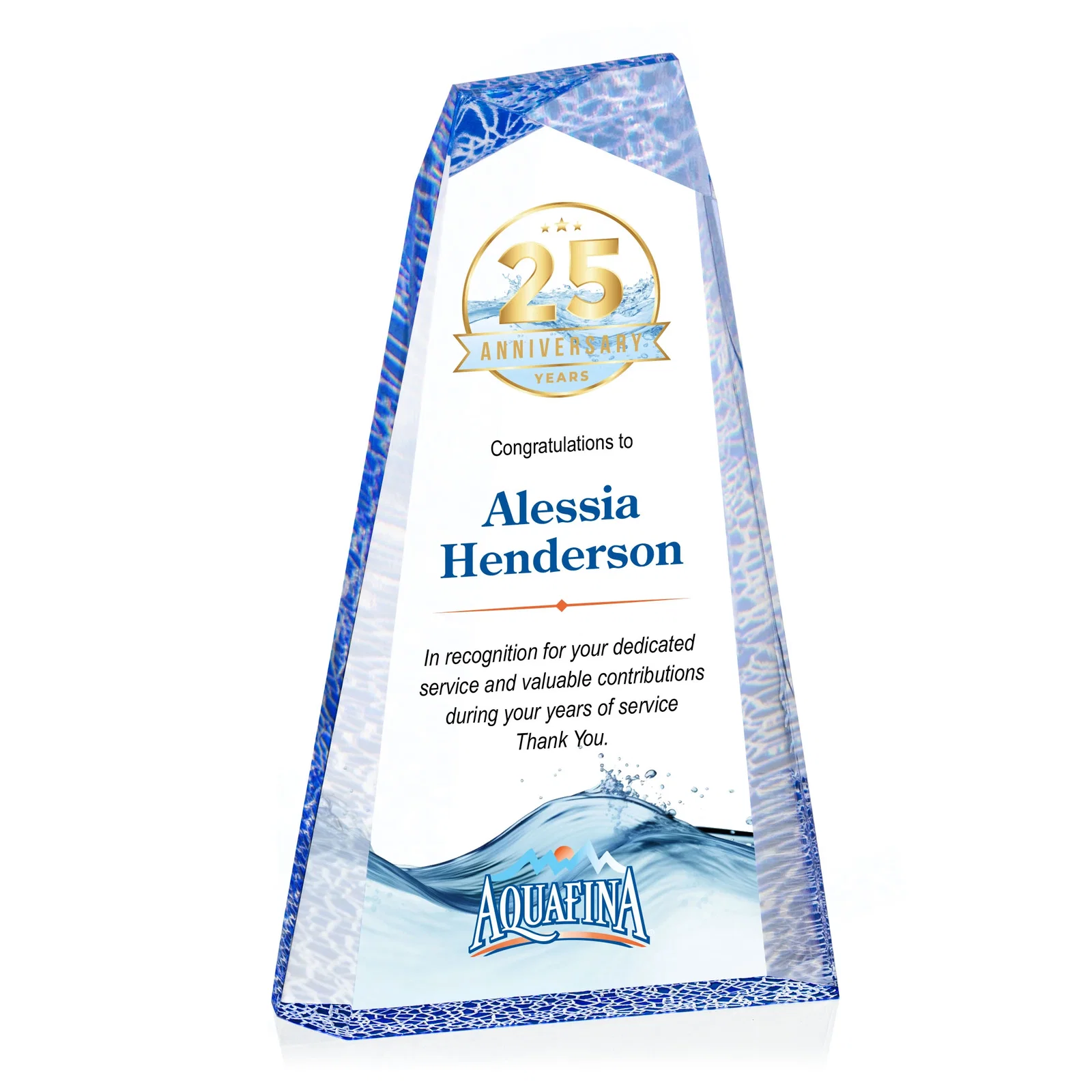 Personalized Acrylic Peak Award With Rippled Molded Base for sales achievement awards