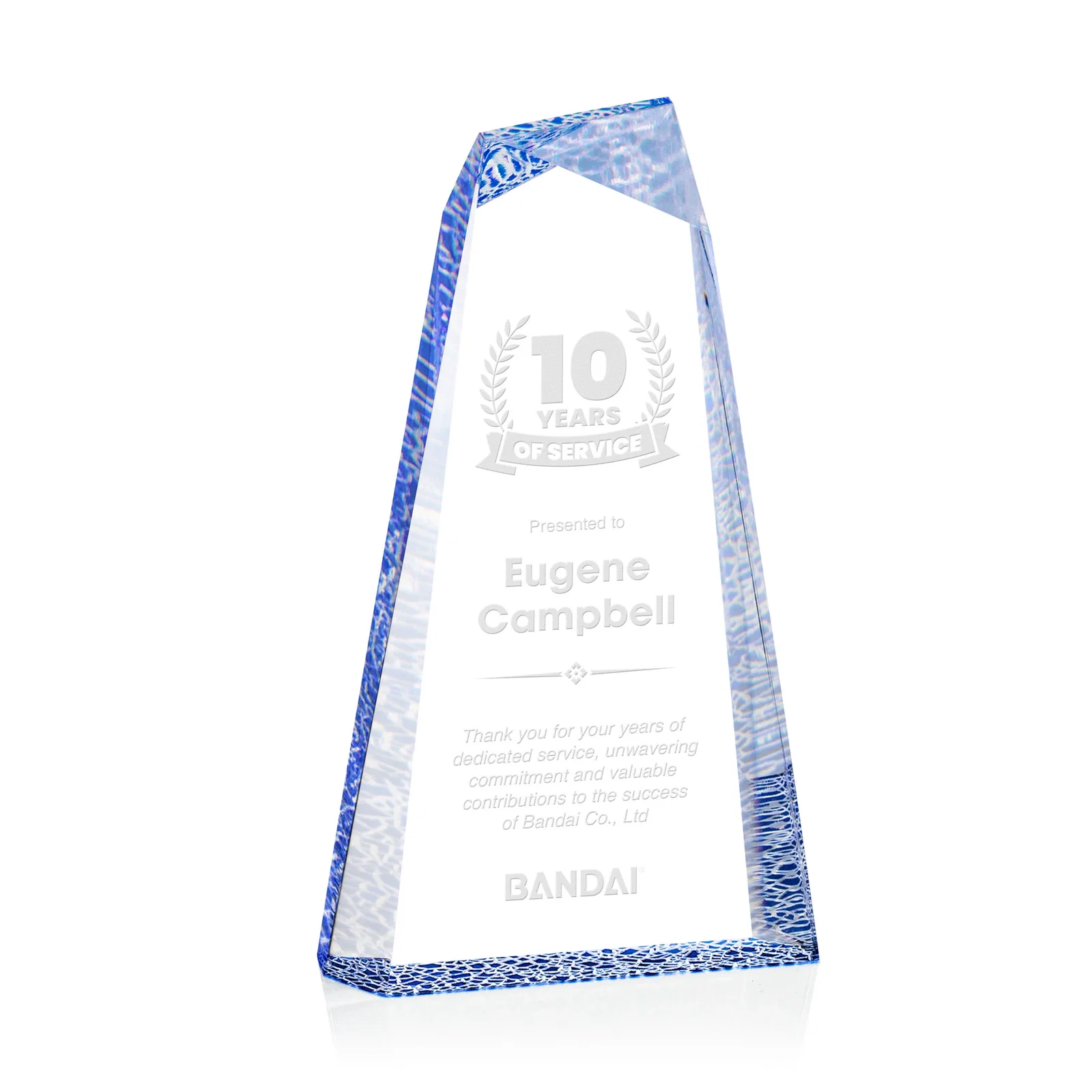 Custom Acrylic Peak Award With Rippled Molded Base for service anniversary gifts