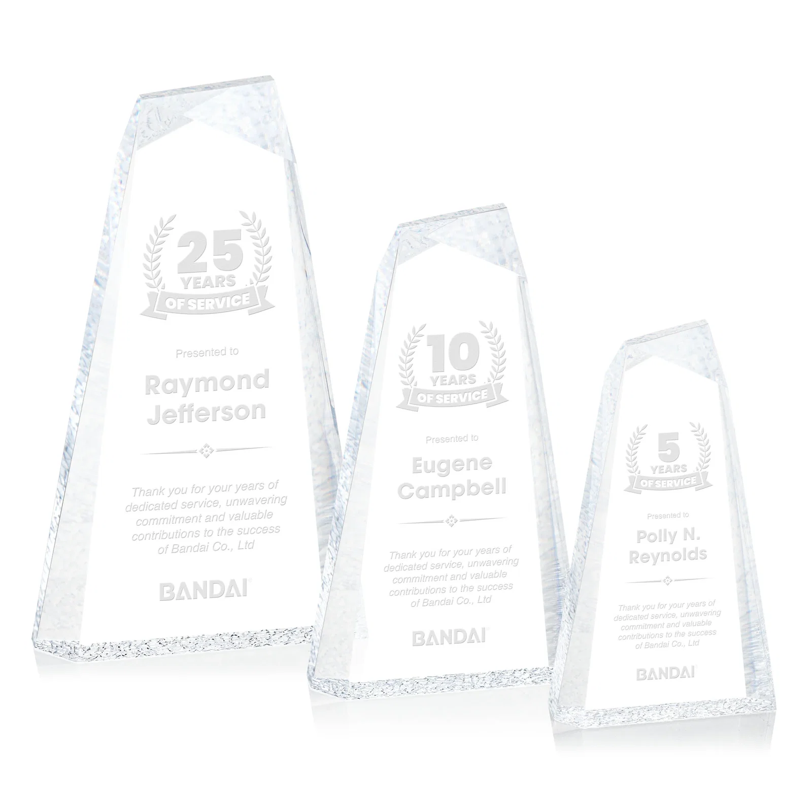 Custom Acrylic Peak Award With Rippled Molded Base for retirement presentations