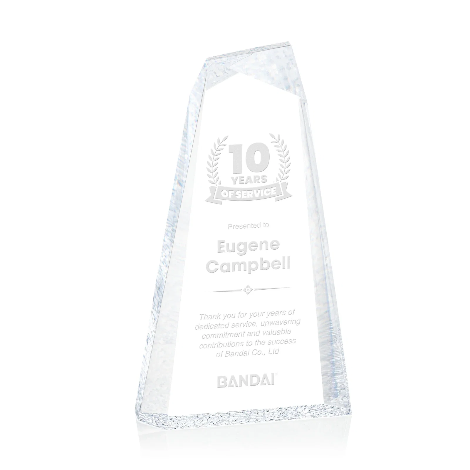 Custom Acrylic Peak Award With Rippled Molded Base for donor appreciation