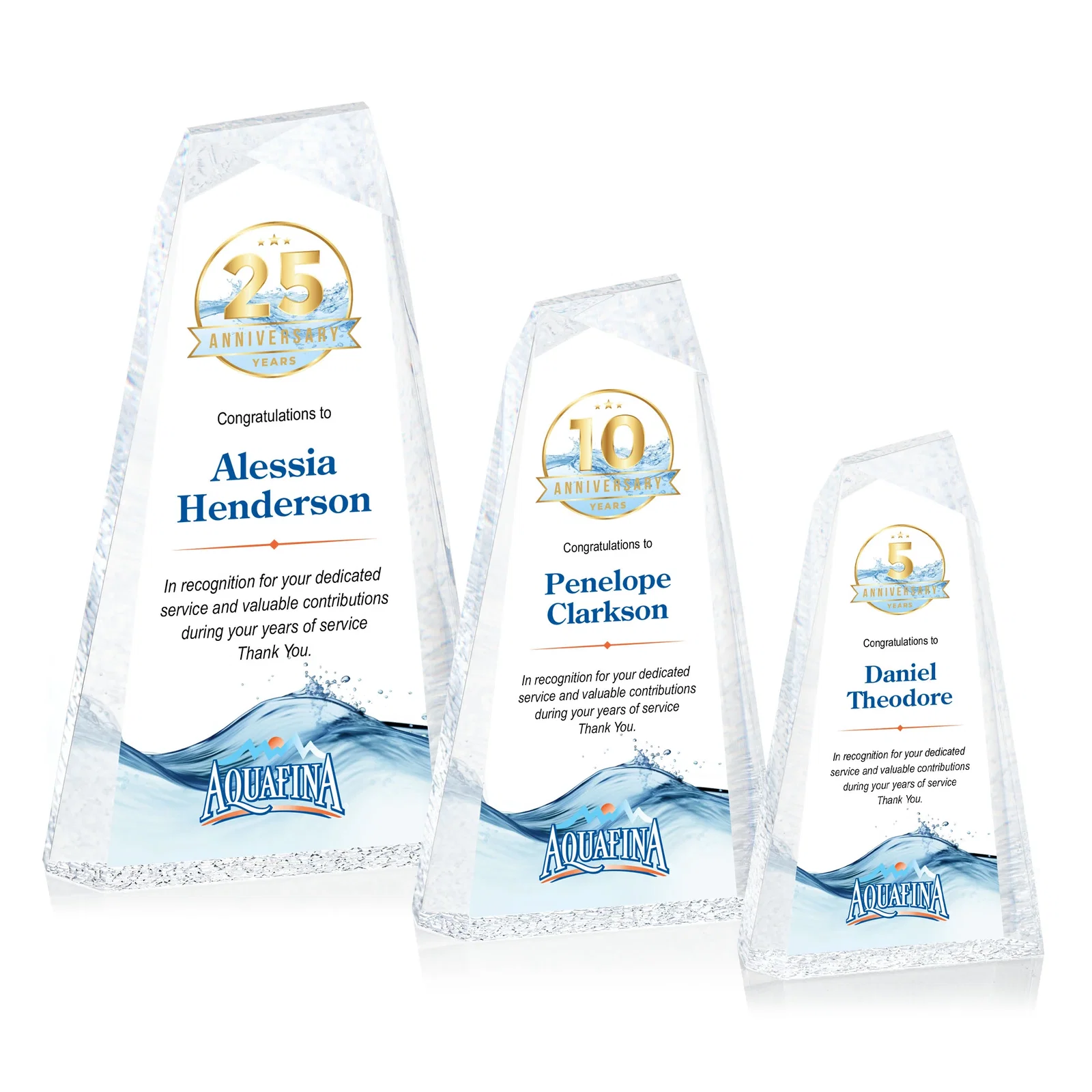 Custom Acrylic Peak Award With Rippled Molded Base for safety achievement programs