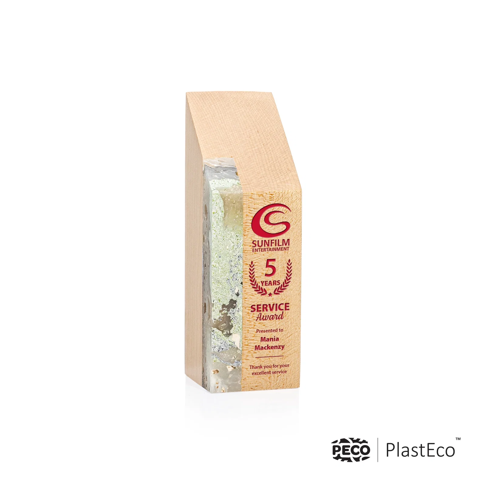 Personalized PlastEco Recycled Material Award - Verde, wood awards for corporate award ceremonies