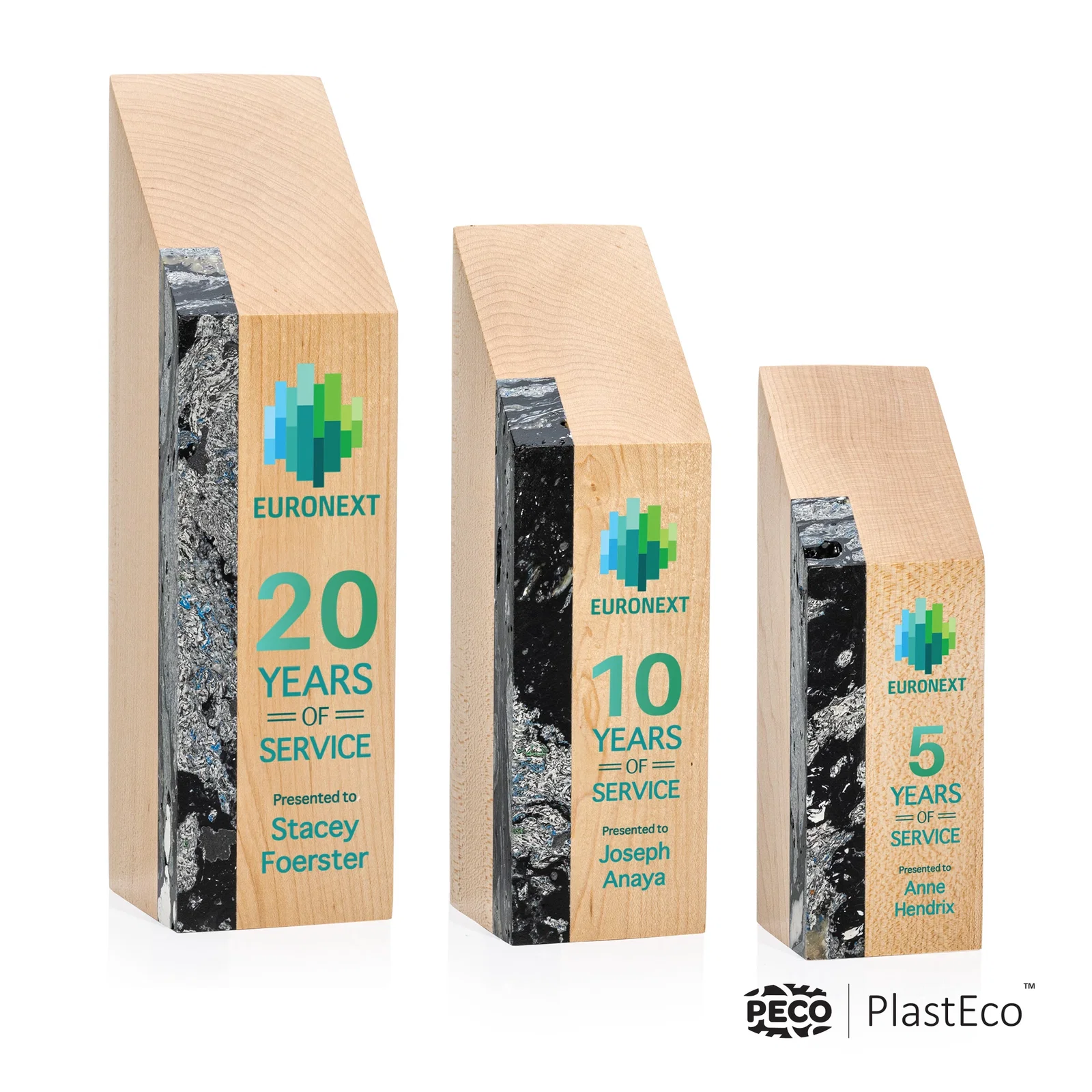 Personalized PlastEco Recycled Material Award - Verde, wood awards for retirement presentations