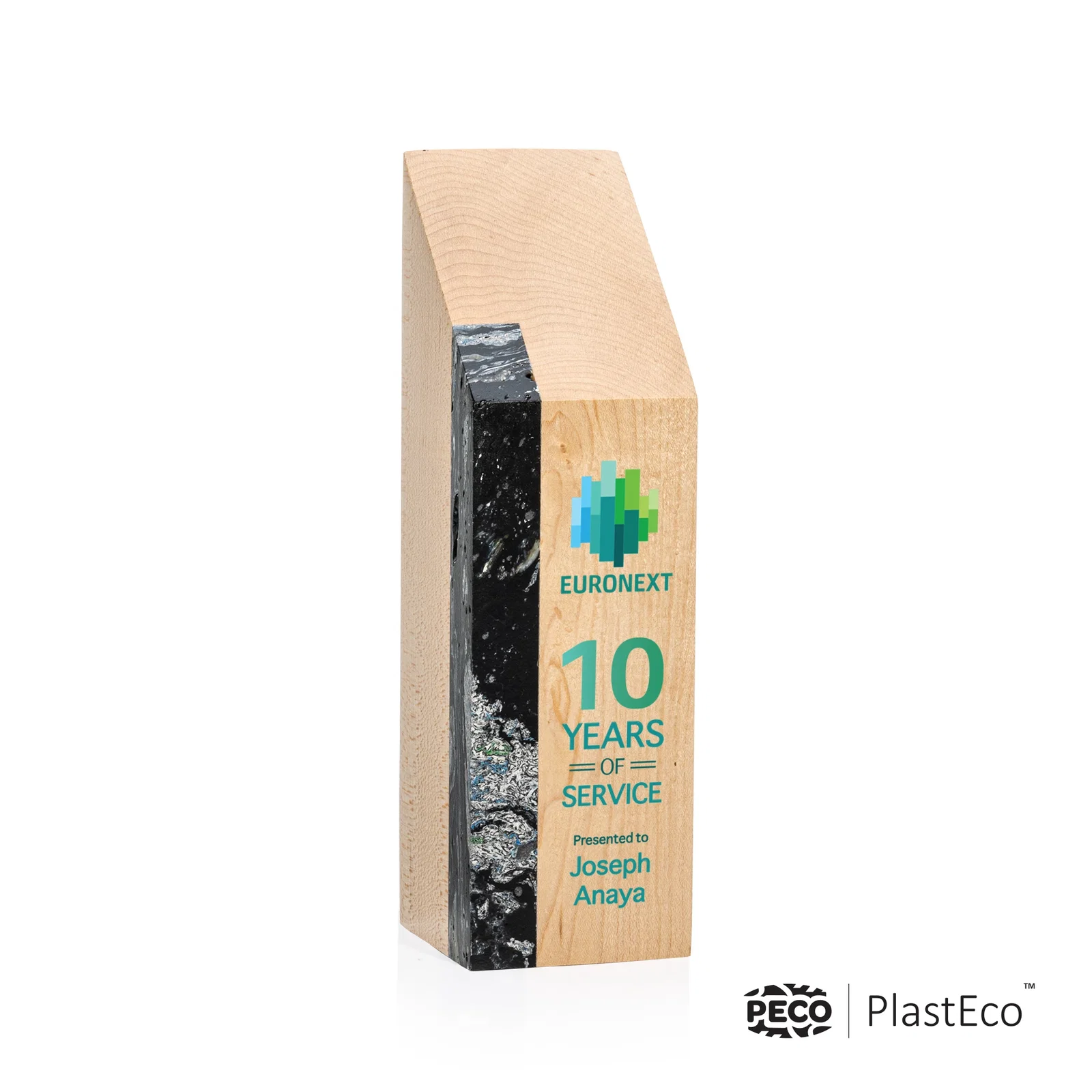 Personalized PlastEco Recycled Material Award - Verde, wood awards for donor appreciation