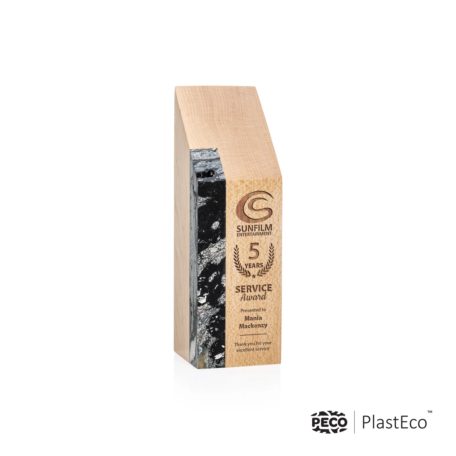 Custom PlastEco Recycled Material Award - Verde, wood awards for corporate award ceremonies