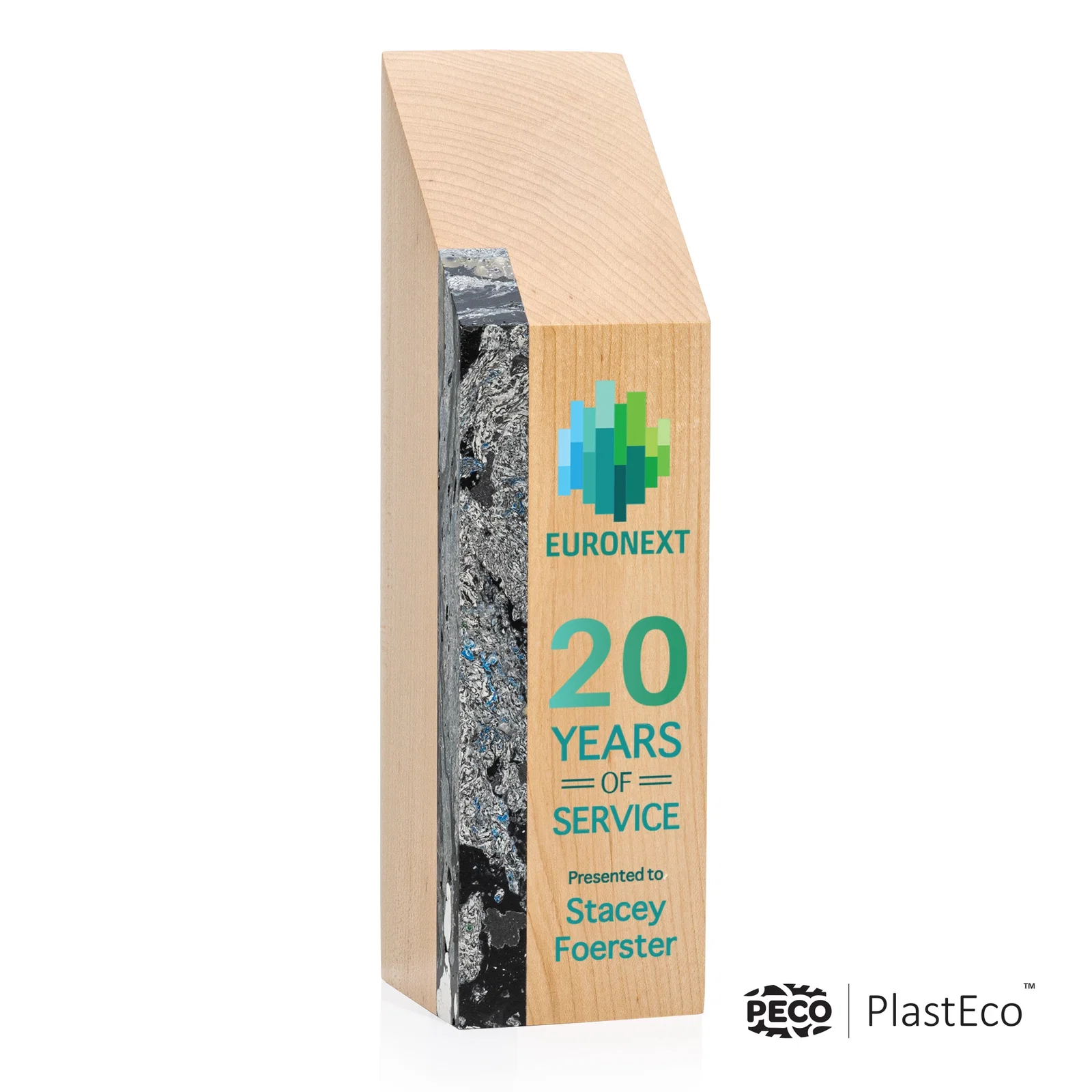 Personalized PlastEco Recycled Material Award - Verde, wood awards for graduation ceremonies