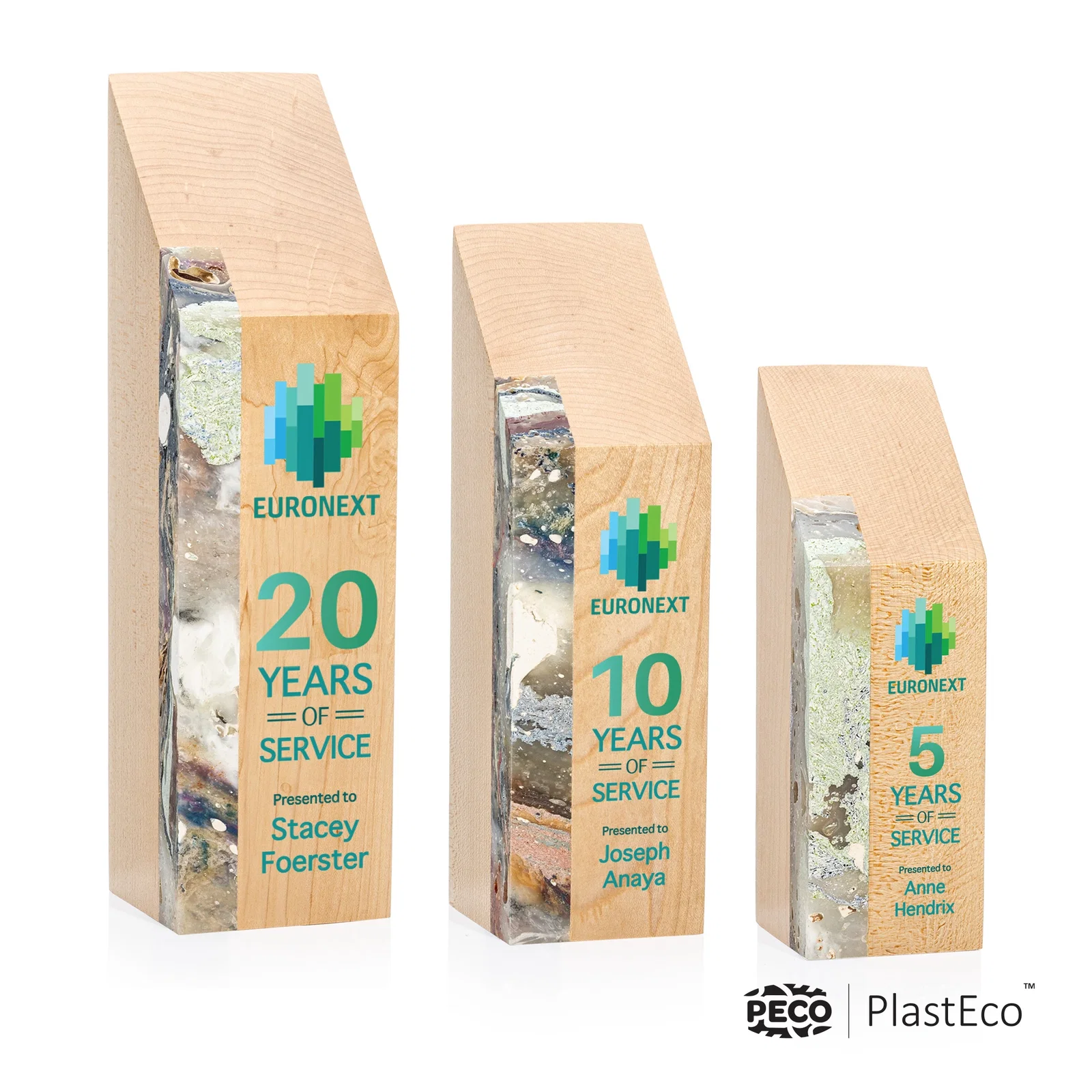 Personalized PlastEco Recycled Material Award - Verde, wood awards for safety achievement programs