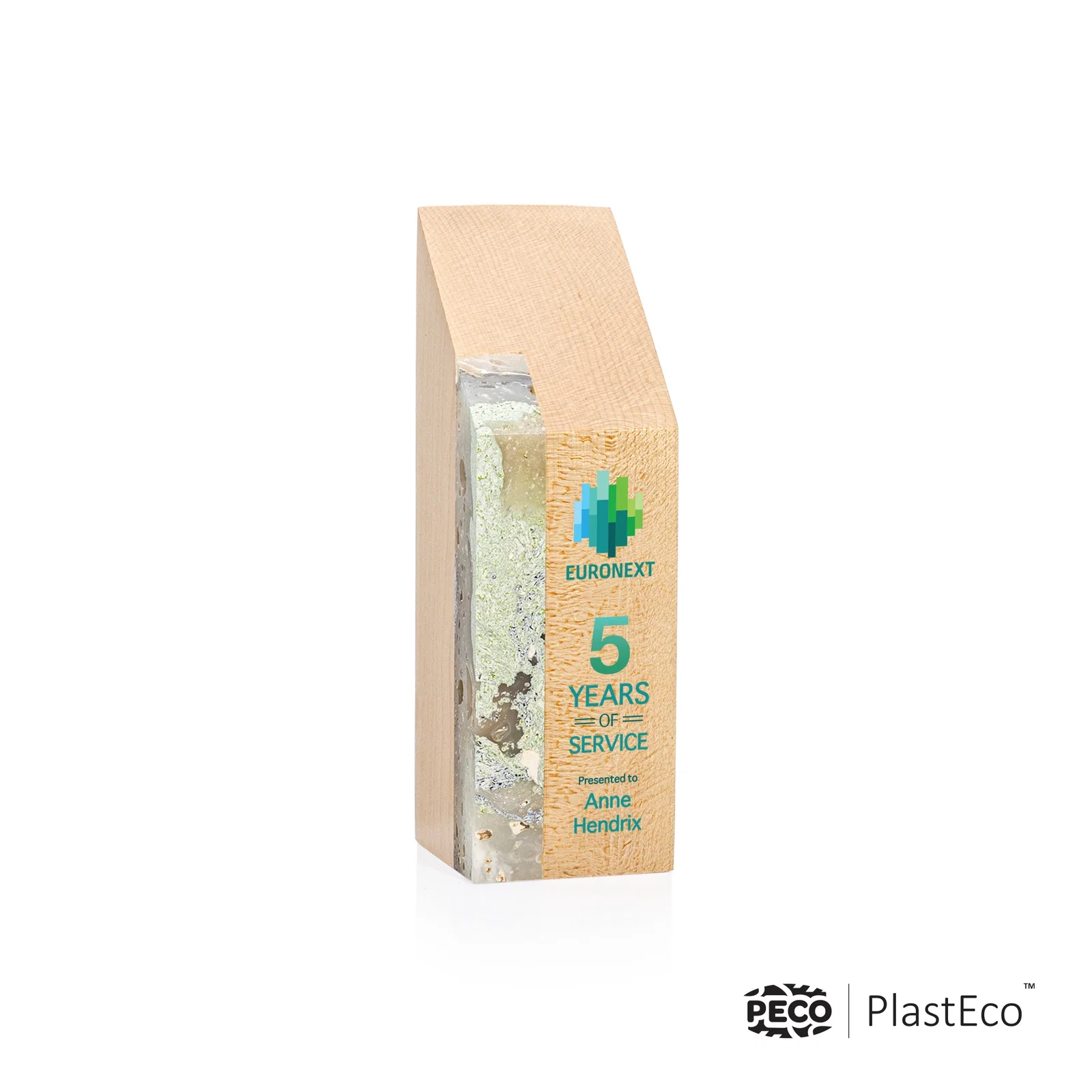 Personalized PlastEco Recycled Material Award - Verde, wood awards for volunteer appreciation