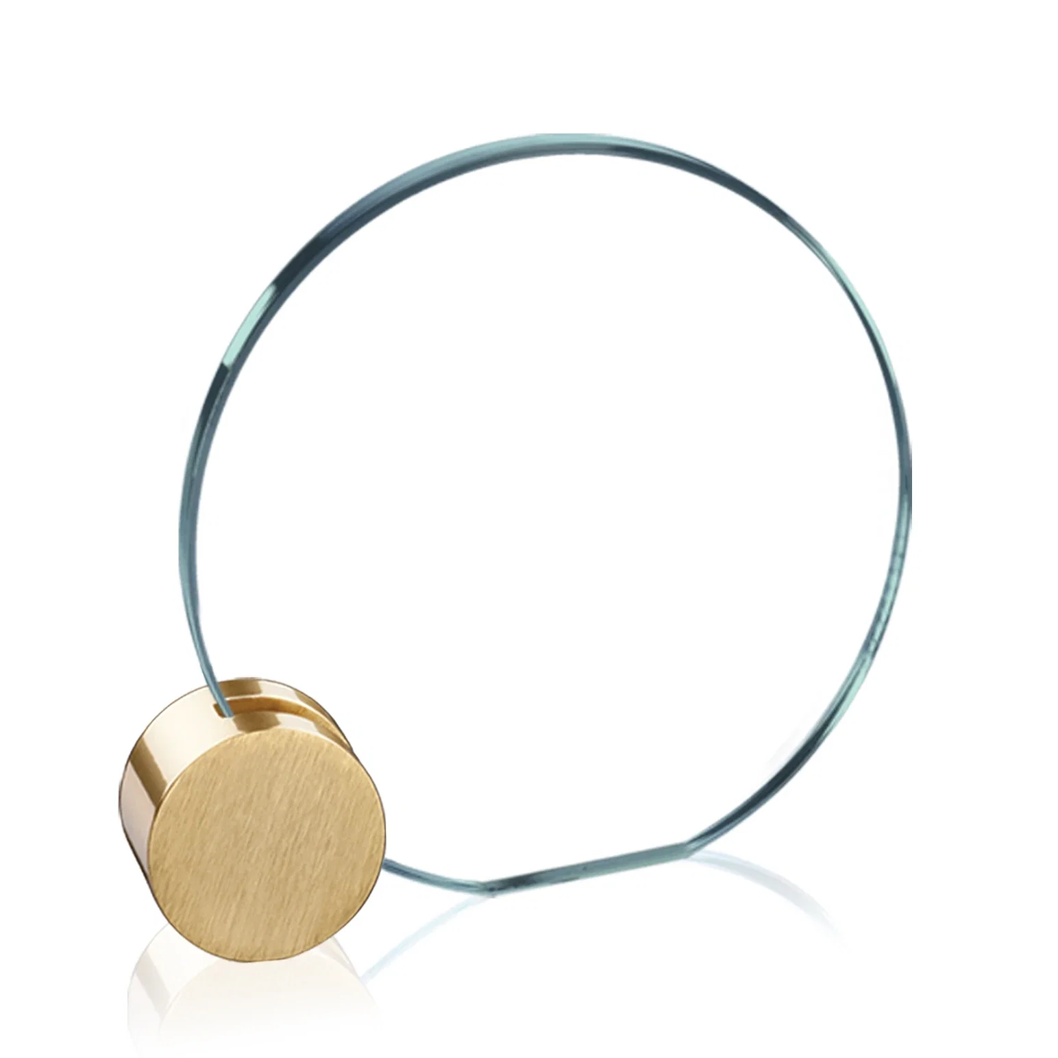Custom Jade Glass Circle Award on an Aluminum Corner-Disk Holder for volunteer appreciation